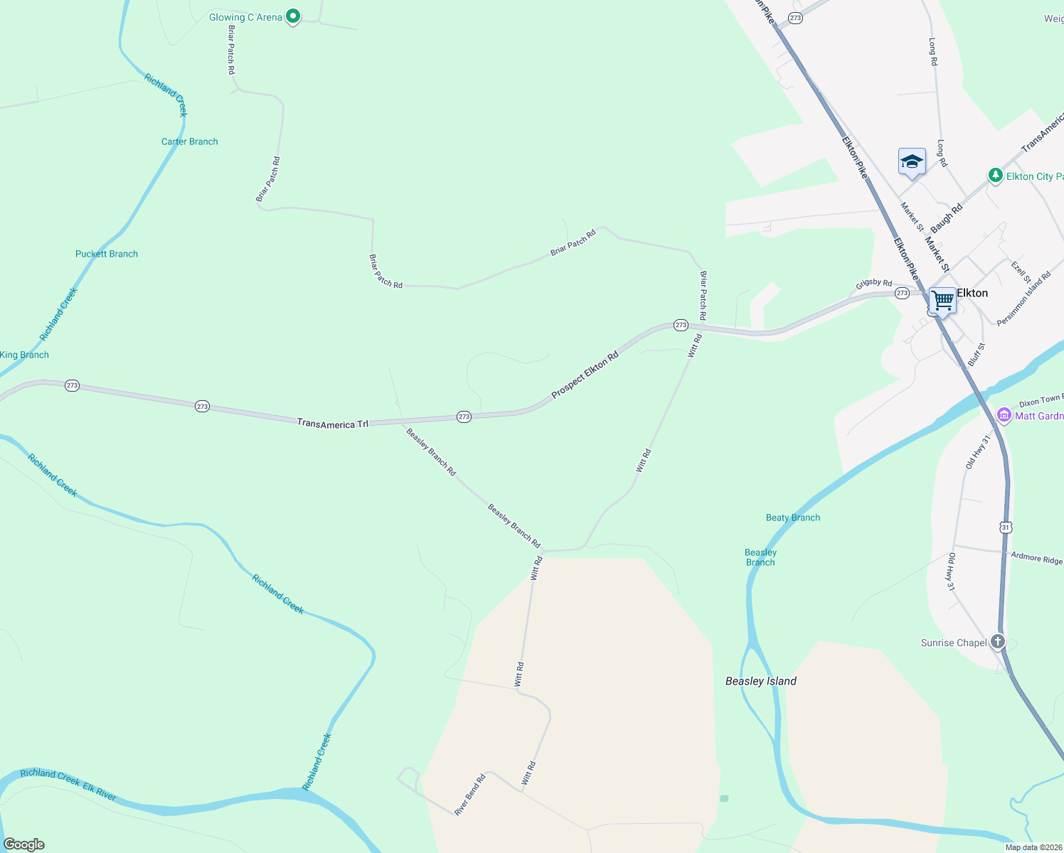 map of restaurants, bars, coffee shops, grocery stores, and more near 1497 Elkton Road in Prospect