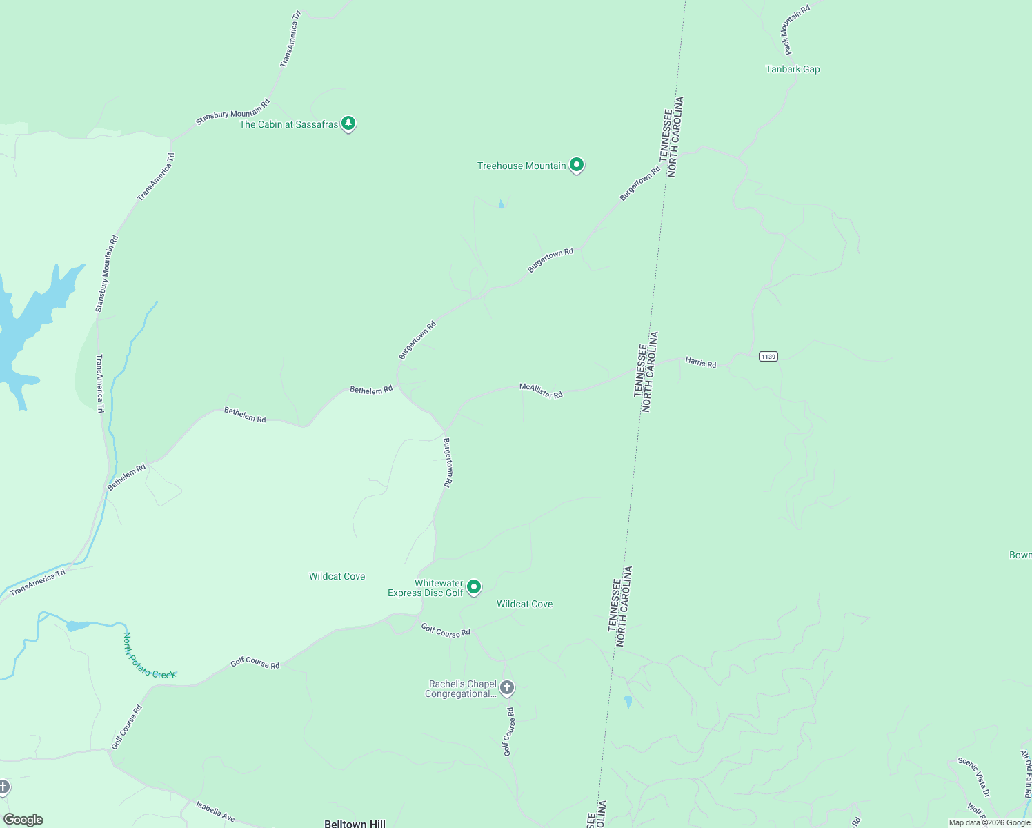 map of restaurants, bars, coffee shops, grocery stores, and more near 220 McAllister Road in Copperhill