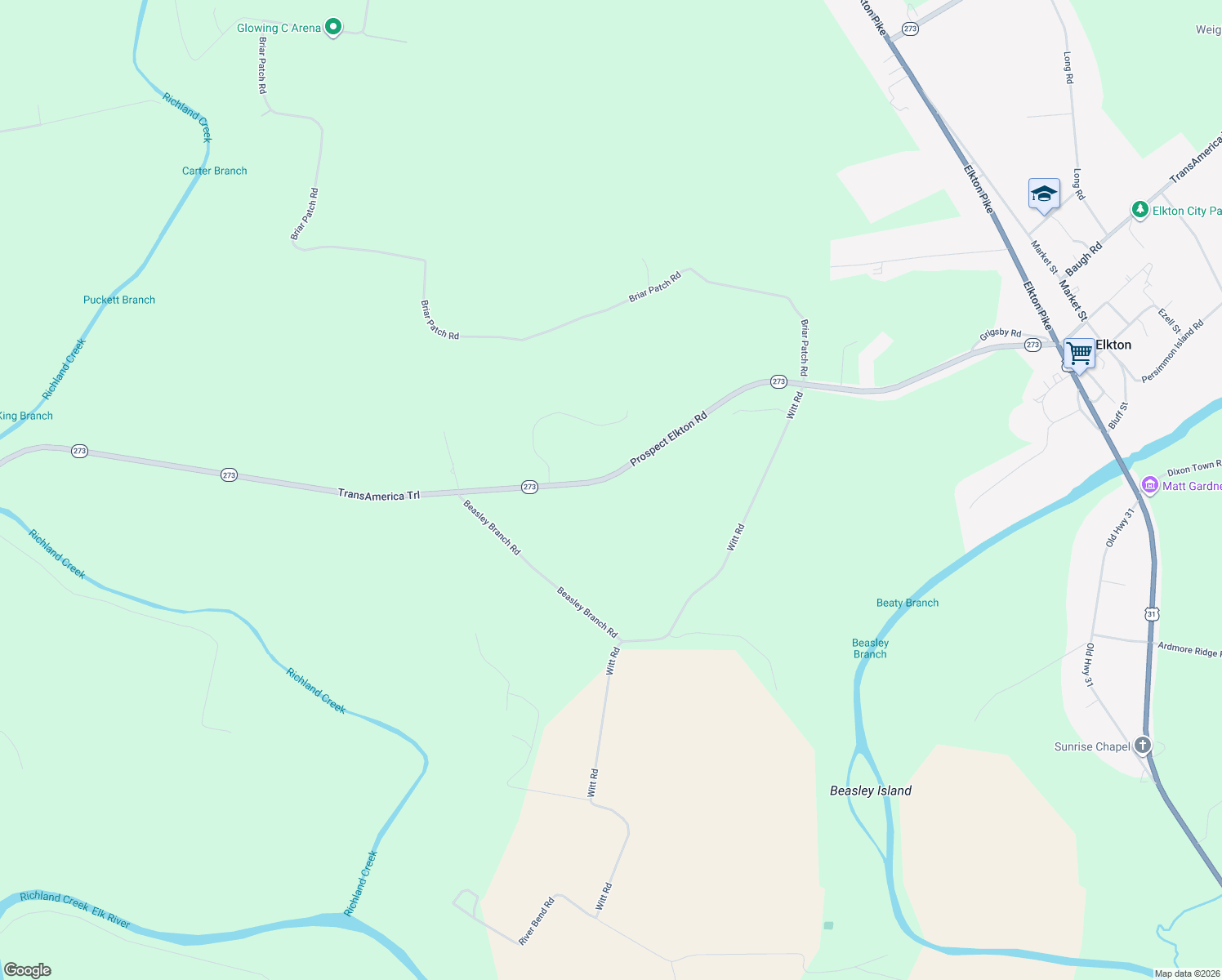 map of restaurants, bars, coffee shops, grocery stores, and more near 1497 Elkton Road in Prospect