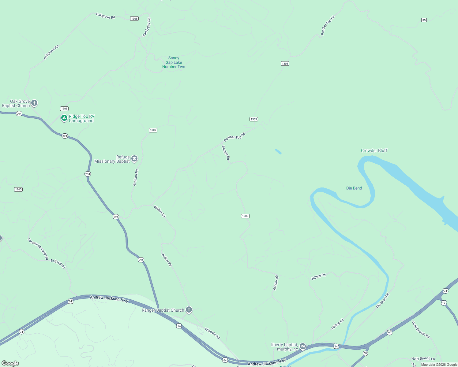 map of restaurants, bars, coffee shops, grocery stores, and more near 1777 Ranger Road in Murphy
