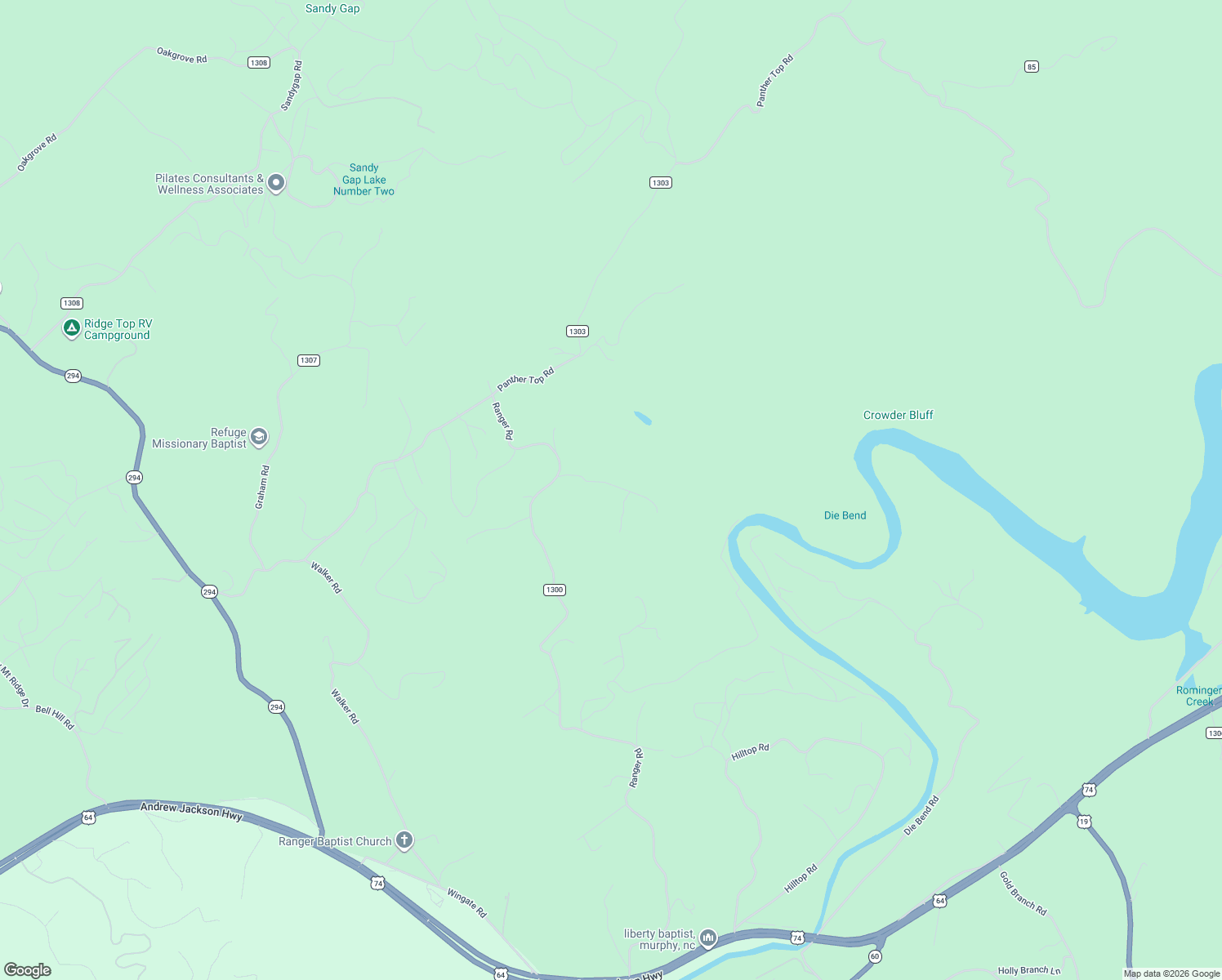 map of restaurants, bars, coffee shops, grocery stores, and more near 190 Notquyta Road in Murphy