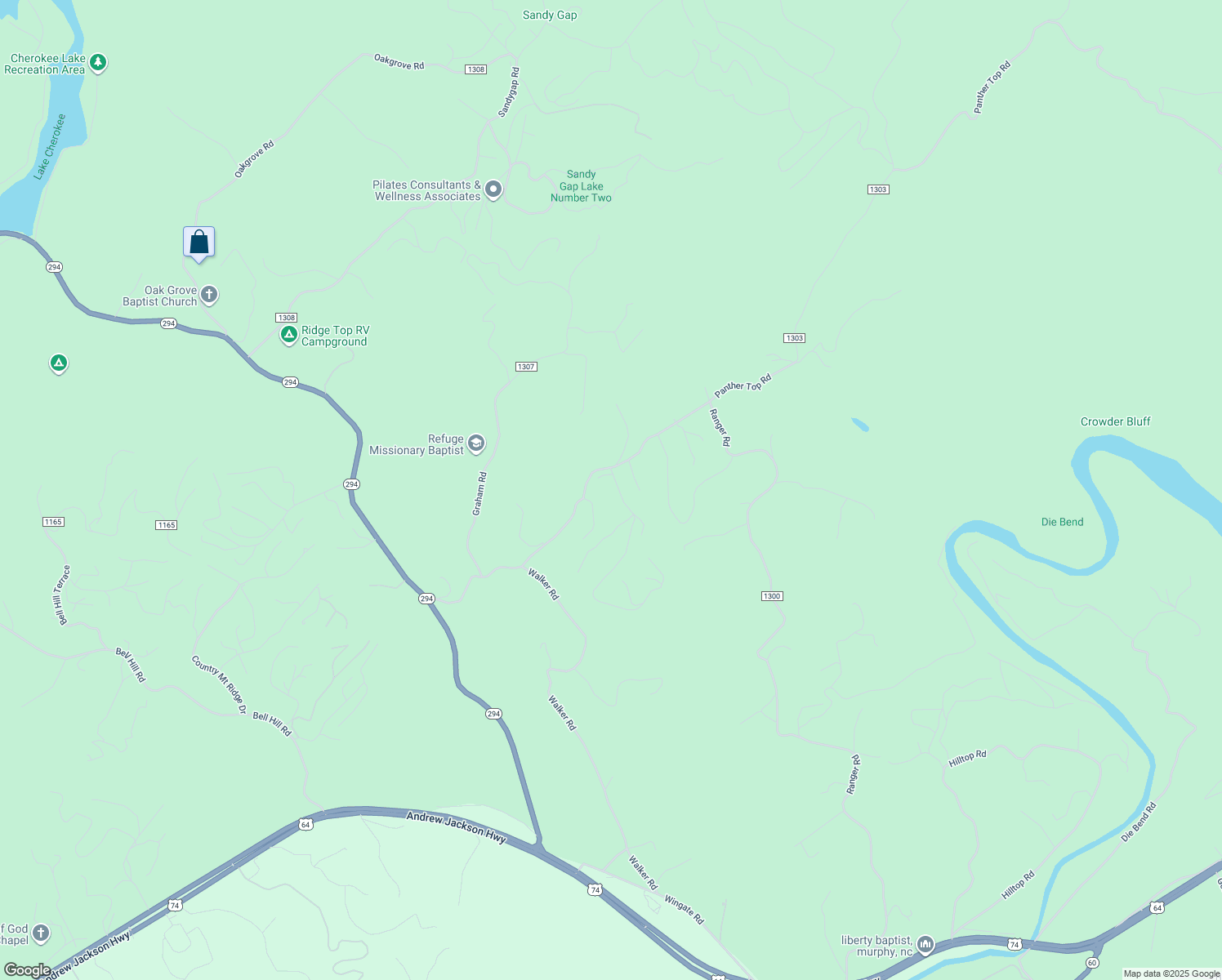 map of restaurants, bars, coffee shops, grocery stores, and more near 760 Panther Top Road in Murphy
