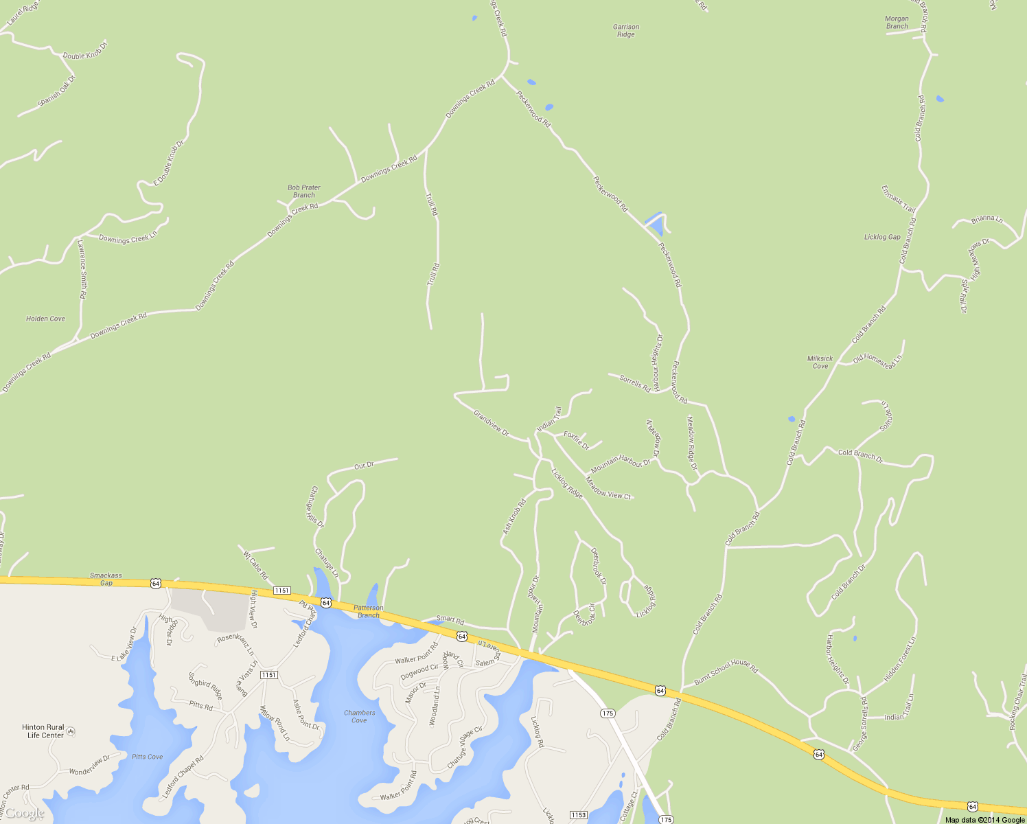 map of restaurants, bars, coffee shops, grocery stores, and more near 138 Knollwood Place East in Hayesville