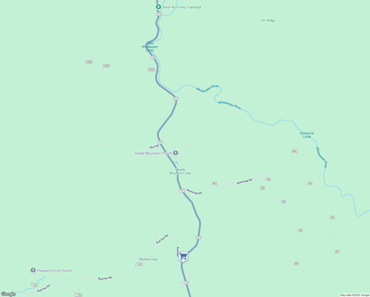 map of restaurants, bars, coffee shops, grocery stores, and more near 307 Heady Mountain Rd in Cashiers