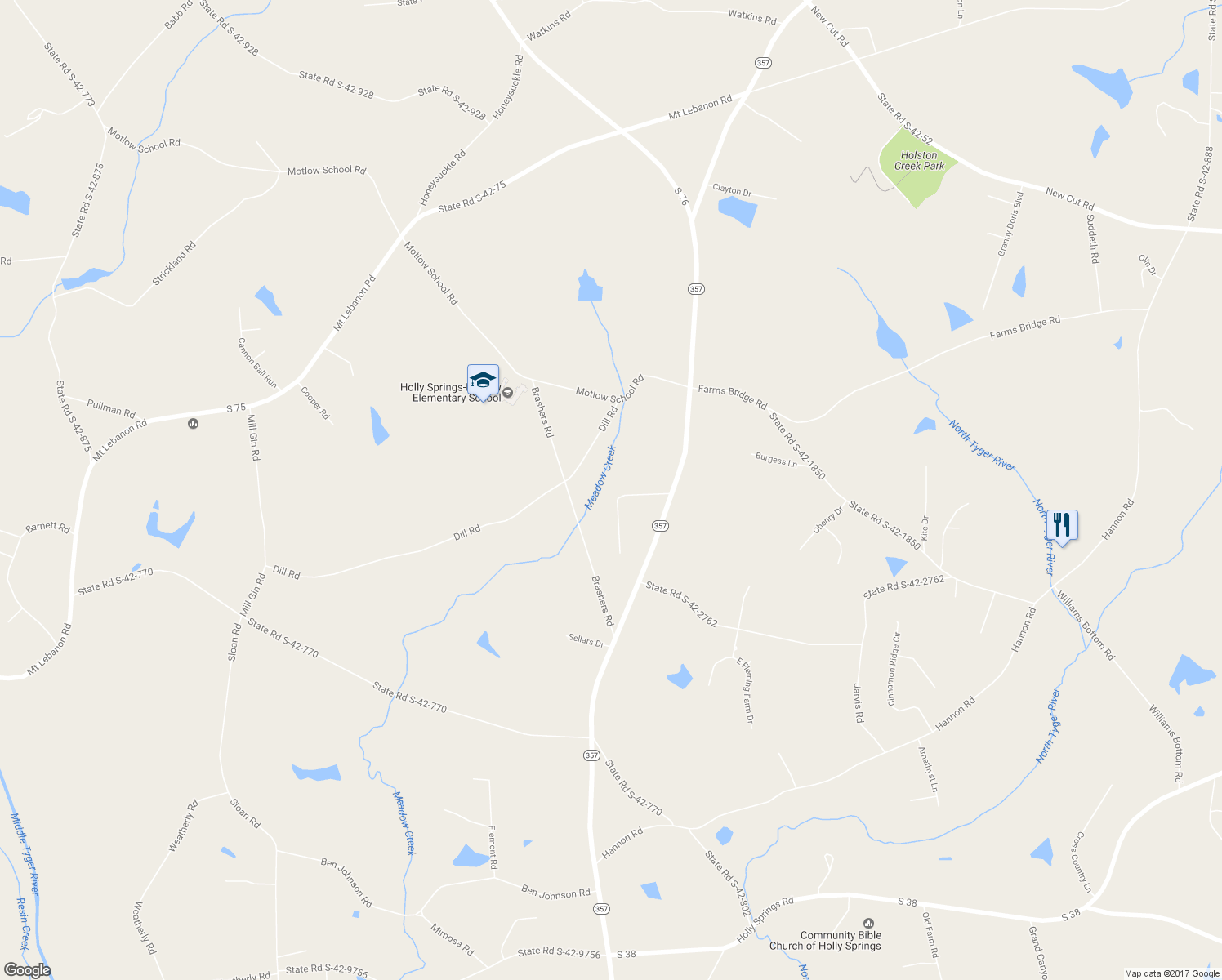 map of restaurants, bars, coffee shops, grocery stores, and more near 170 Mountain View Circle in Inman