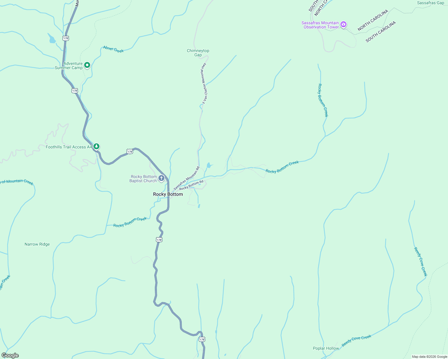 map of restaurants, bars, coffee shops, grocery stores, and more near 439 Rocky Bottom Road in Sunset
