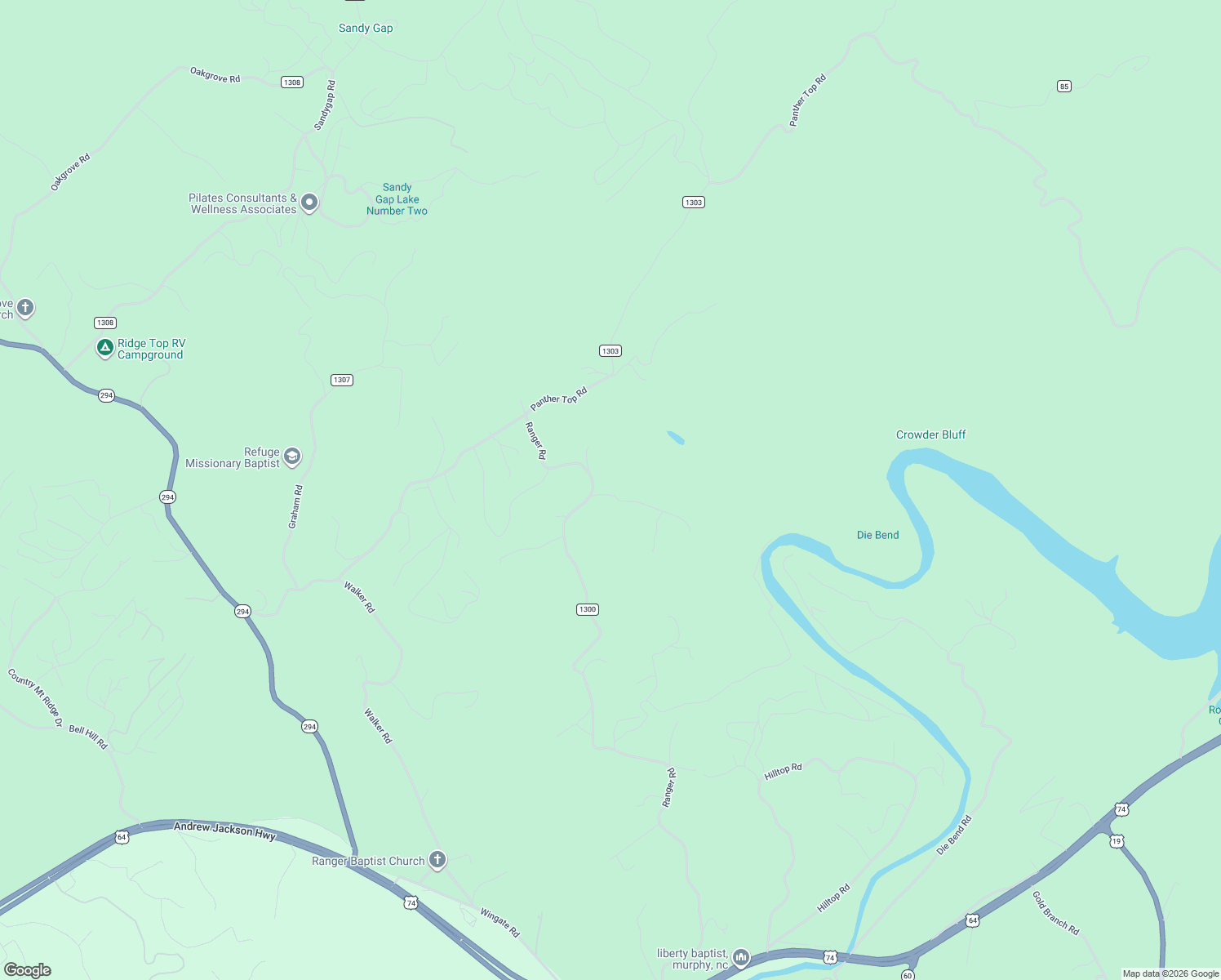 map of restaurants, bars, coffee shops, grocery stores, and more near 190 Notquyta Road in Murphy