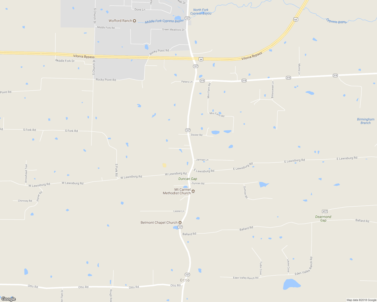map of restaurants, bars, coffee shops, grocery stores, and more near 294 Arkansas 107 in Vilonia