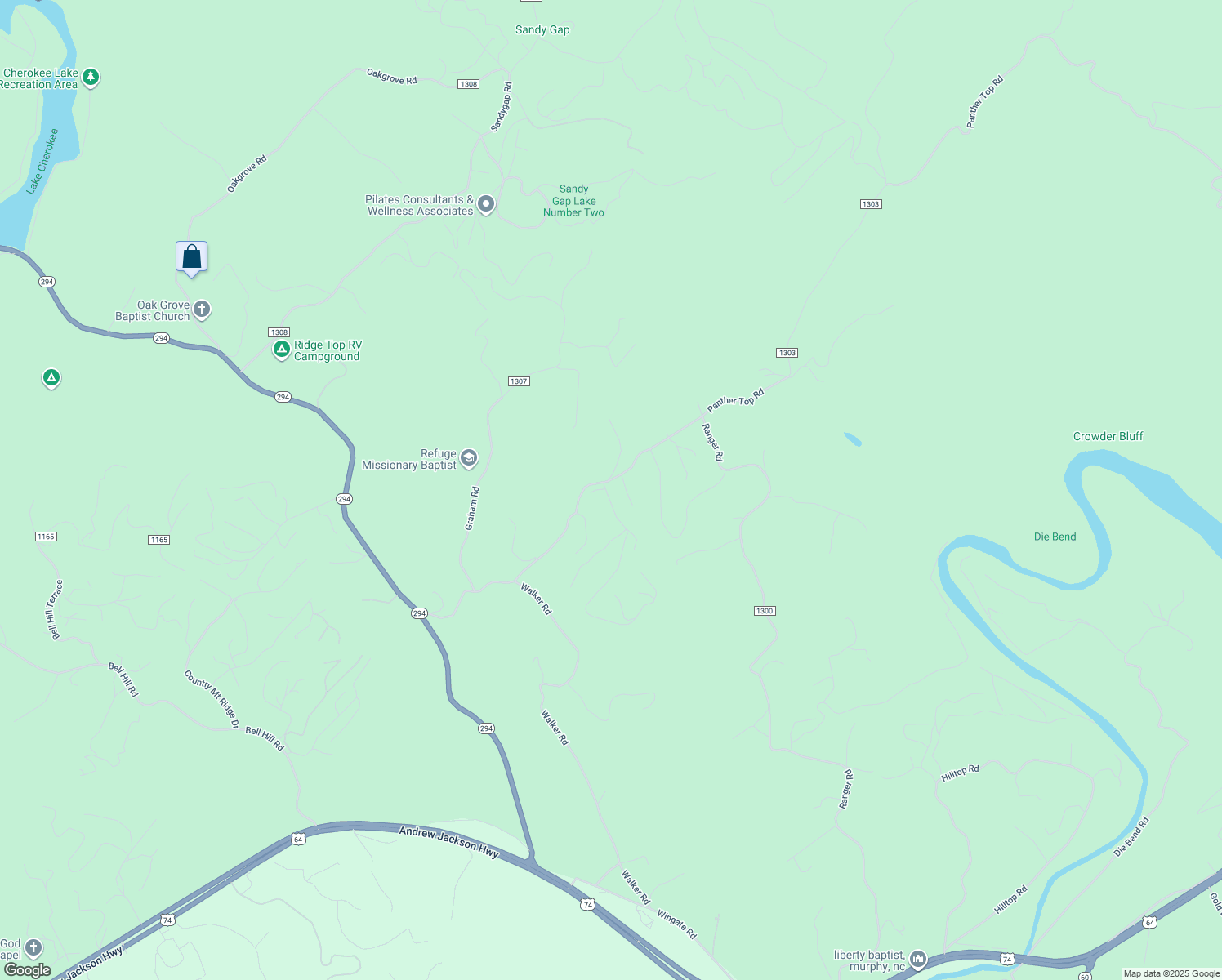 map of restaurants, bars, coffee shops, grocery stores, and more near 760 Panther Top Road in Murphy