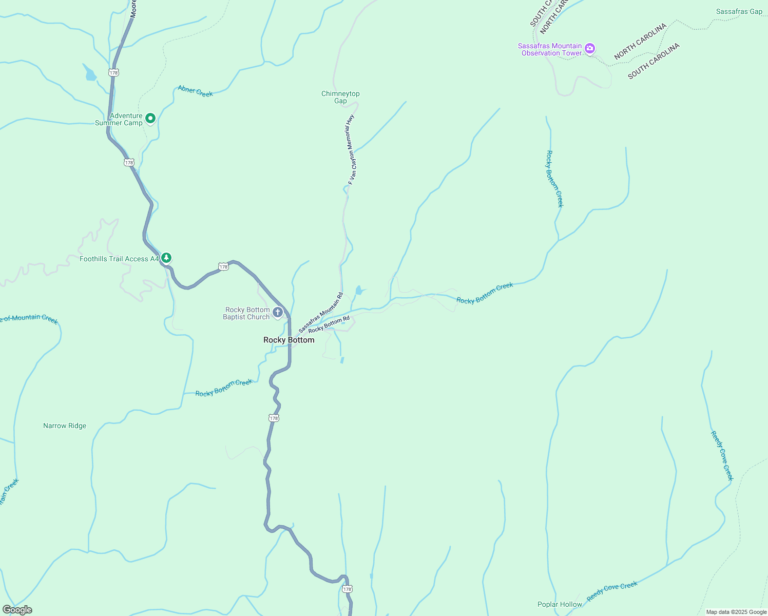 map of restaurants, bars, coffee shops, grocery stores, and more near 439 Rocky Bottom Road in Sunset