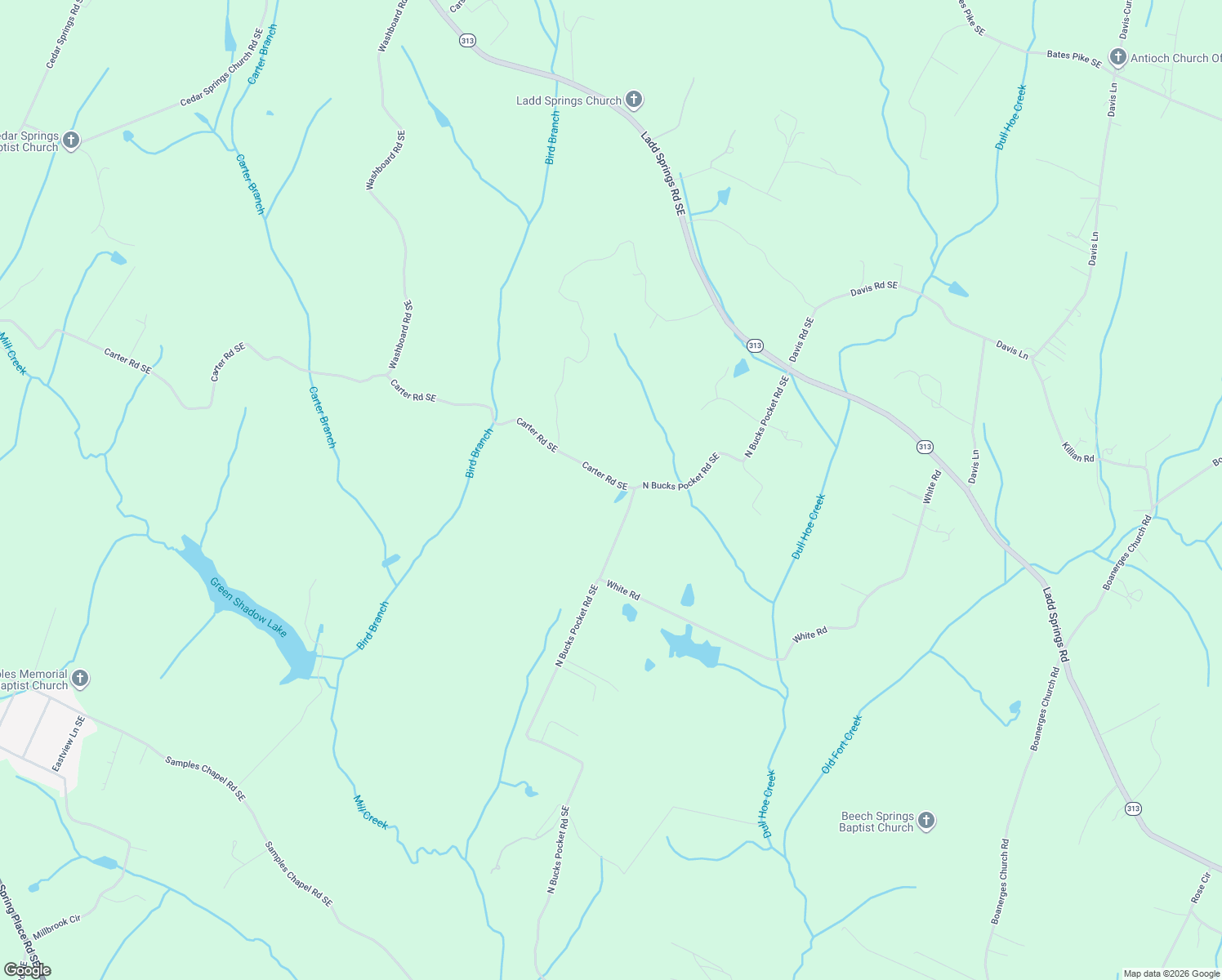 map of restaurants, bars, coffee shops, grocery stores, and more near 1460 Carter Road Southeast in Old Fort