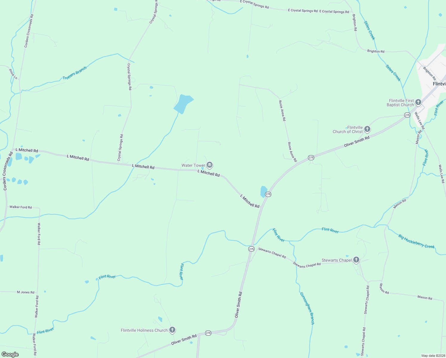 map of restaurants, bars, coffee shops, grocery stores, and more near 177 L Mitchell Road in Flintville