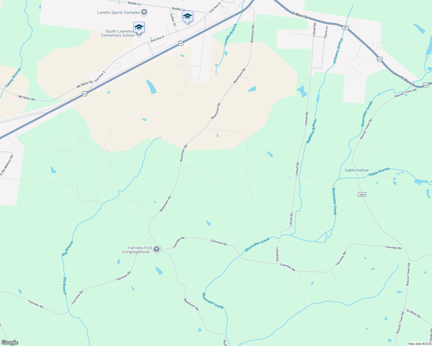 map of restaurants, bars, coffee shops, grocery stores, and more near in Loretto