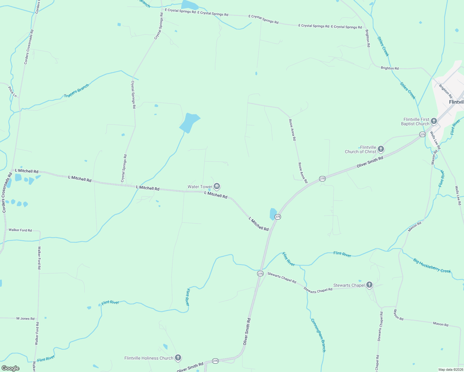 map of restaurants, bars, coffee shops, grocery stores, and more near 172 L Mitchell Road in Flintville