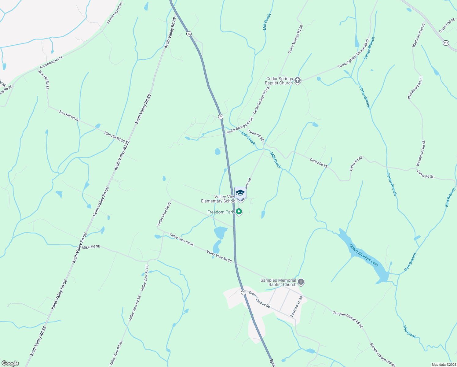 map of restaurants, bars, coffee shops, grocery stores, and more near 5520 Spring Place Road Southeast in Cleveland