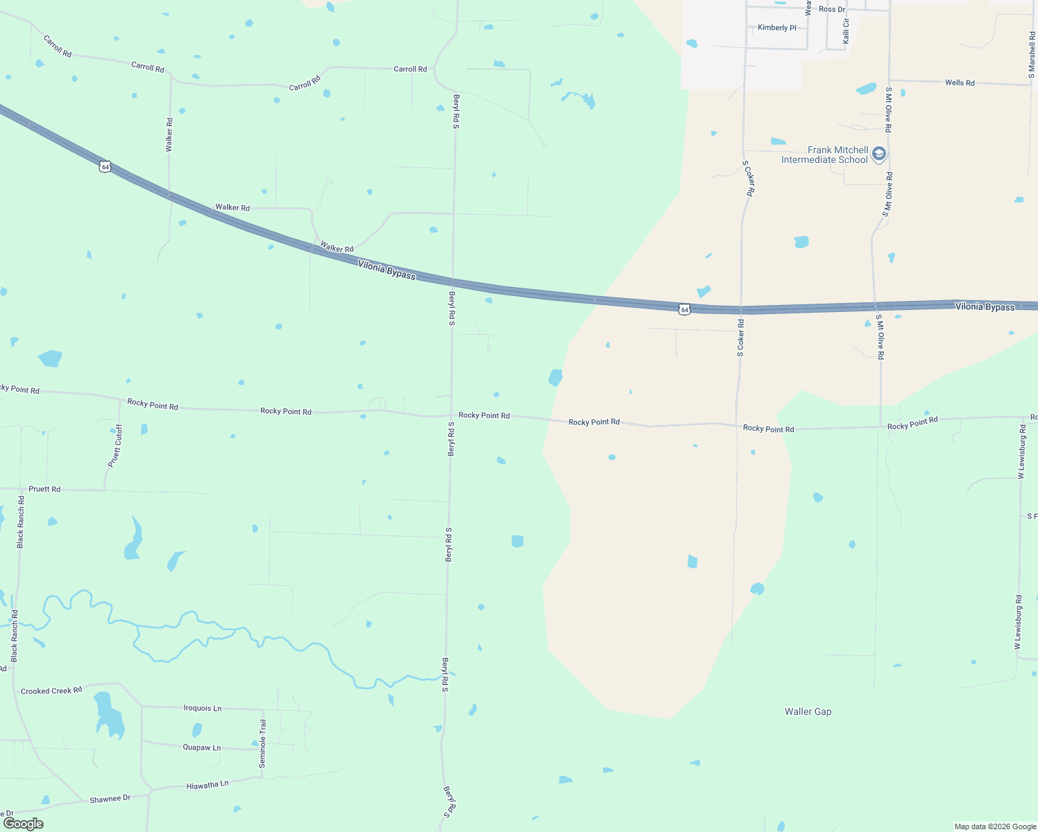 map of restaurants, bars, coffee shops, grocery stores, and more near 448 Rocky Point Road in Vilonia