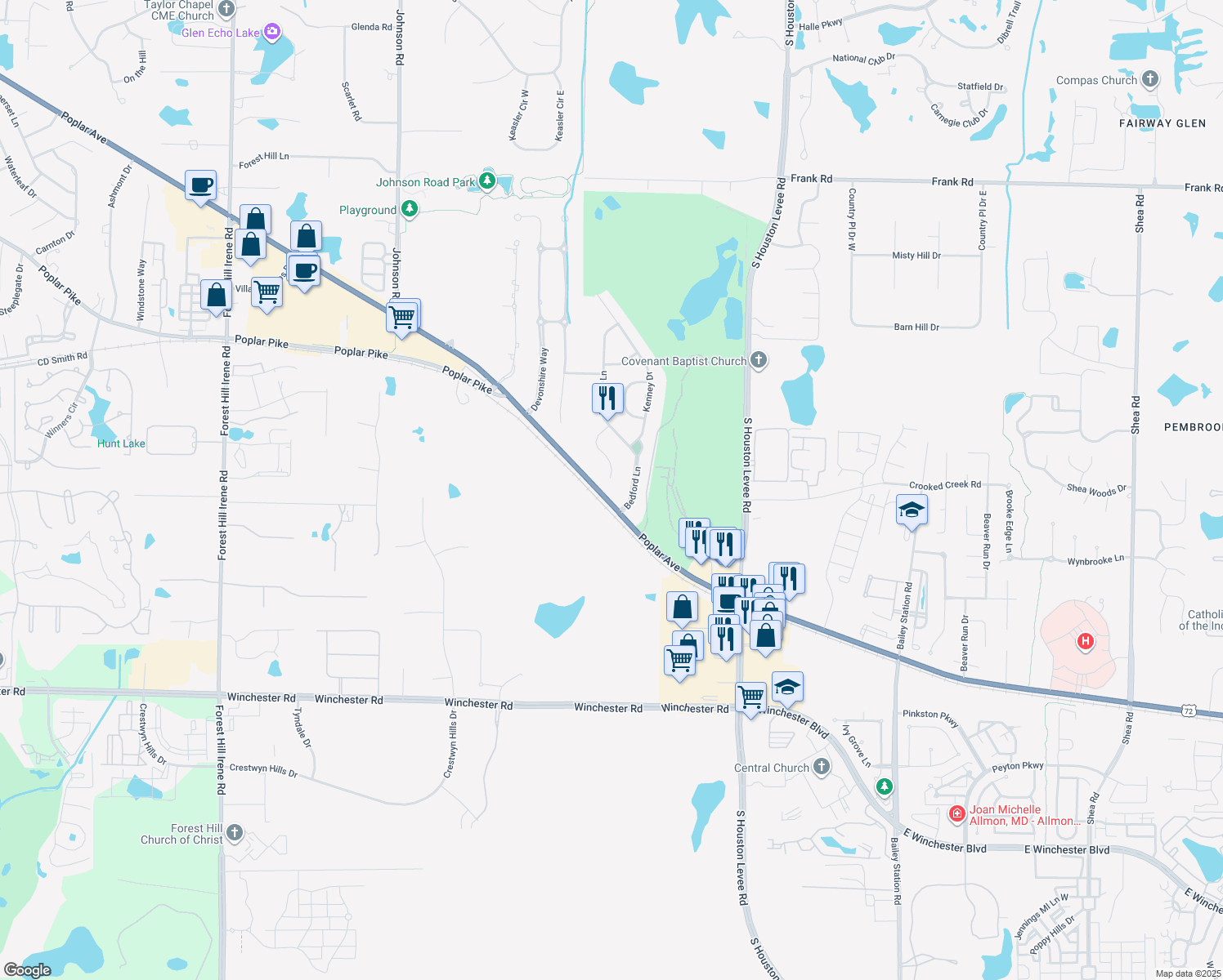 map of restaurants, bars, coffee shops, grocery stores, and more near 9808 Lipsey Cove in Germantown