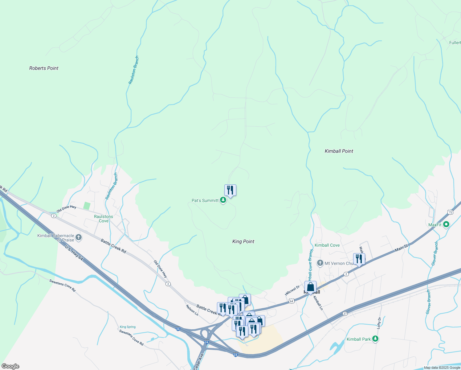 map of restaurants, bars, coffee shops, grocery stores, and more near 1705 Jasper Highlands Blvd in Jasper