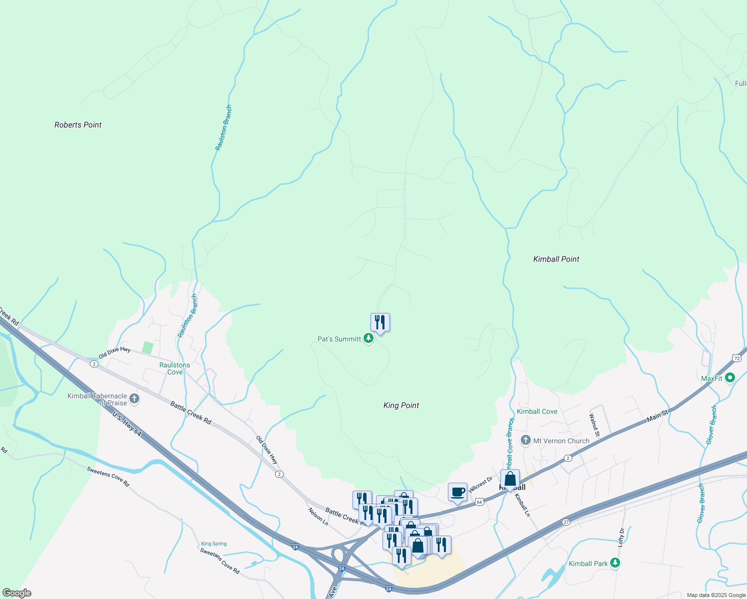 map of restaurants, bars, coffee shops, grocery stores, and more near 1775 Jasper Highlands Blvd in Jasper