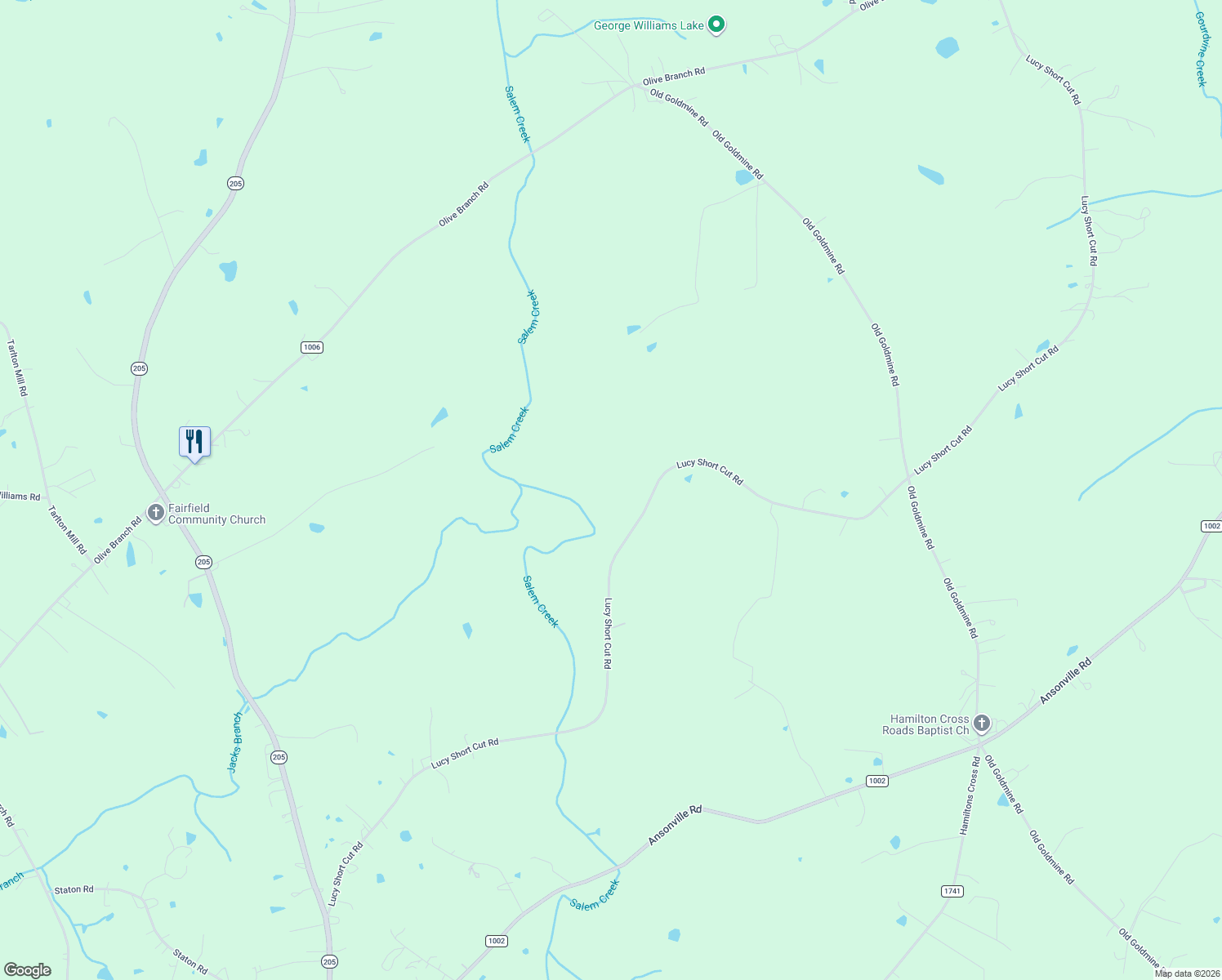 map of restaurants, bars, coffee shops, grocery stores, and more near 3318 Lucy Short Cut Road in Marshville