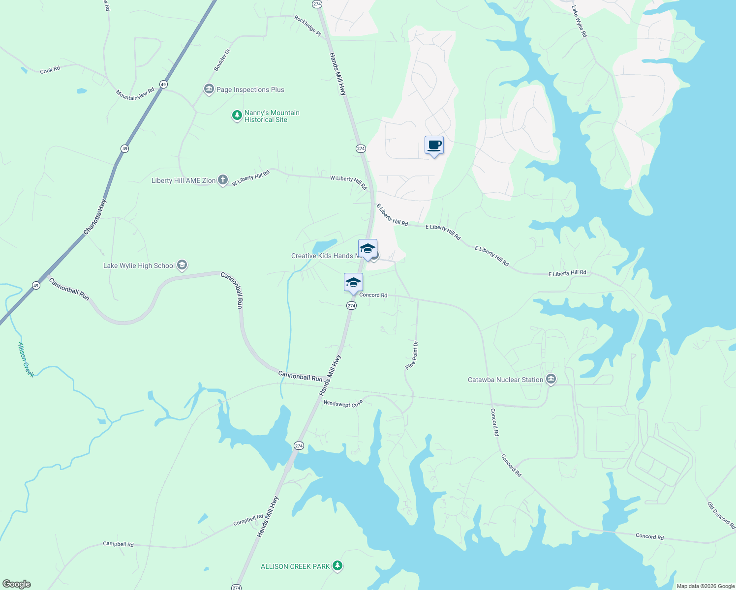 map of restaurants, bars, coffee shops, grocery stores, and more near 5369 Concord Road in York