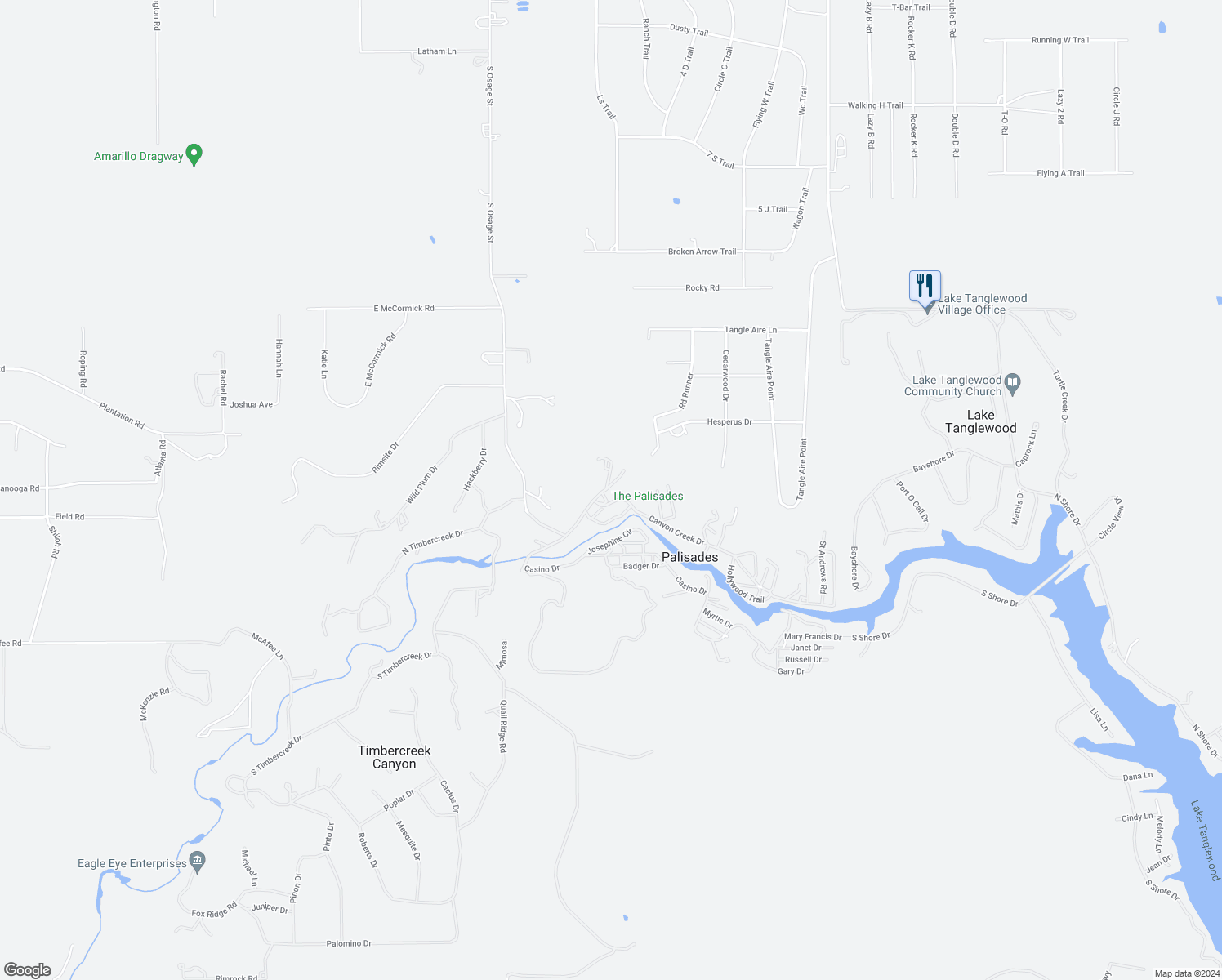 map of restaurants, bars, coffee shops, grocery stores, and more near 252 Cliffside Drive in Amarillo