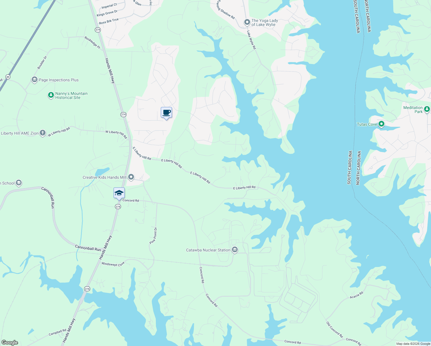 map of restaurants, bars, coffee shops, grocery stores, and more near 2092 Rocky Stream Road in York