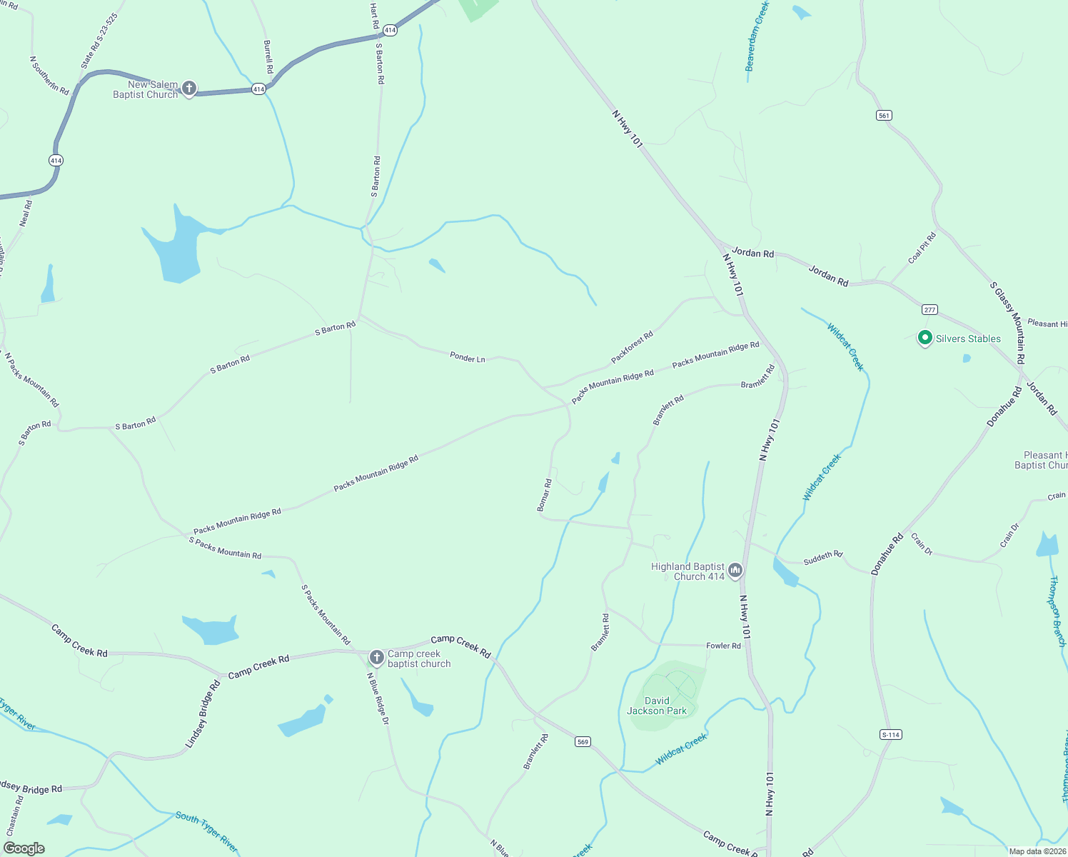 map of restaurants, bars, coffee shops, grocery stores, and more near 605 Packs Mountain Ridge Road in Taylors