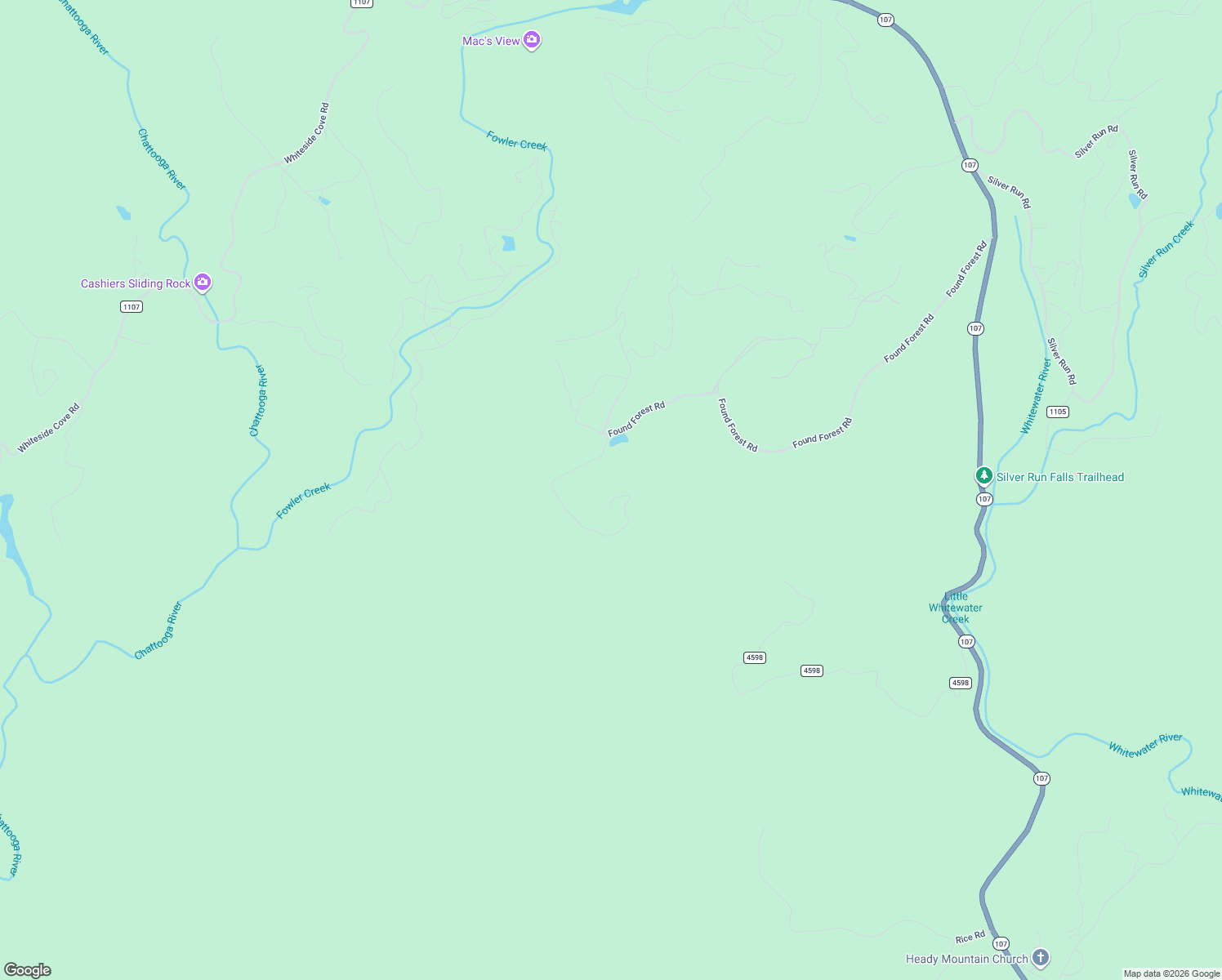 map of restaurants, bars, coffee shops, grocery stores, and more near 735 Bear Log Road in Cashiers