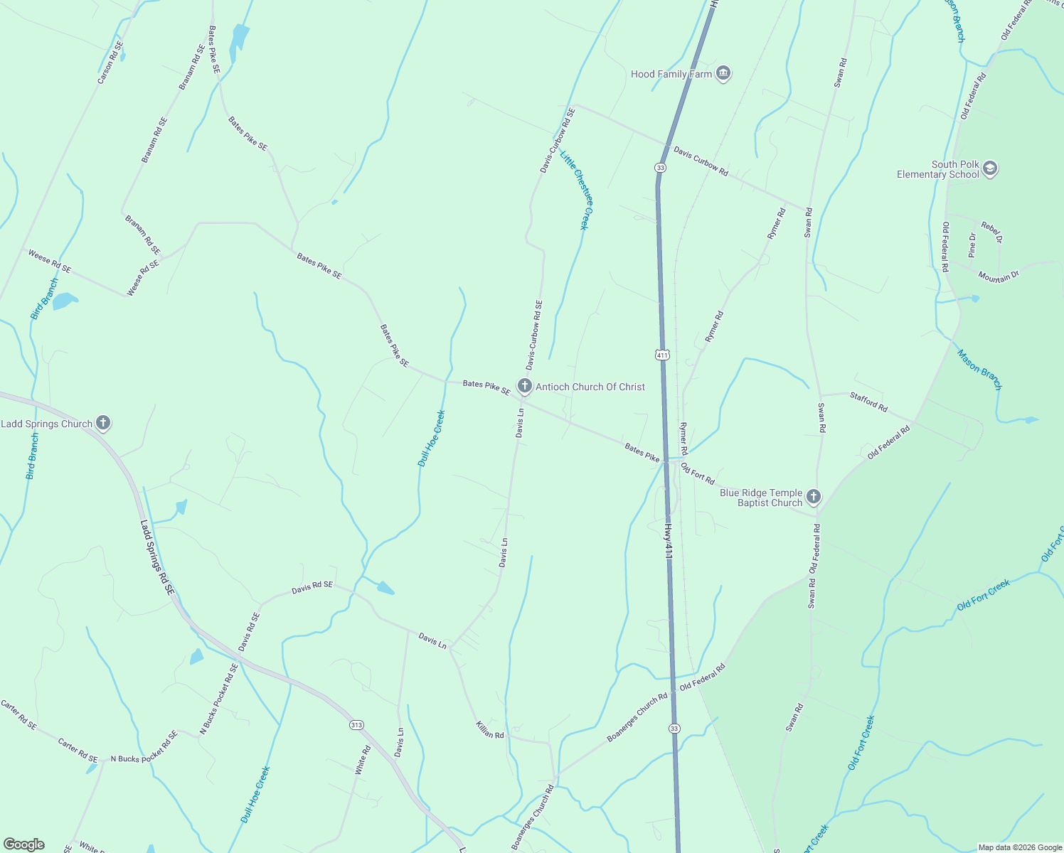 map of restaurants, bars, coffee shops, grocery stores, and more near 692 Davis Lane in Old Fort