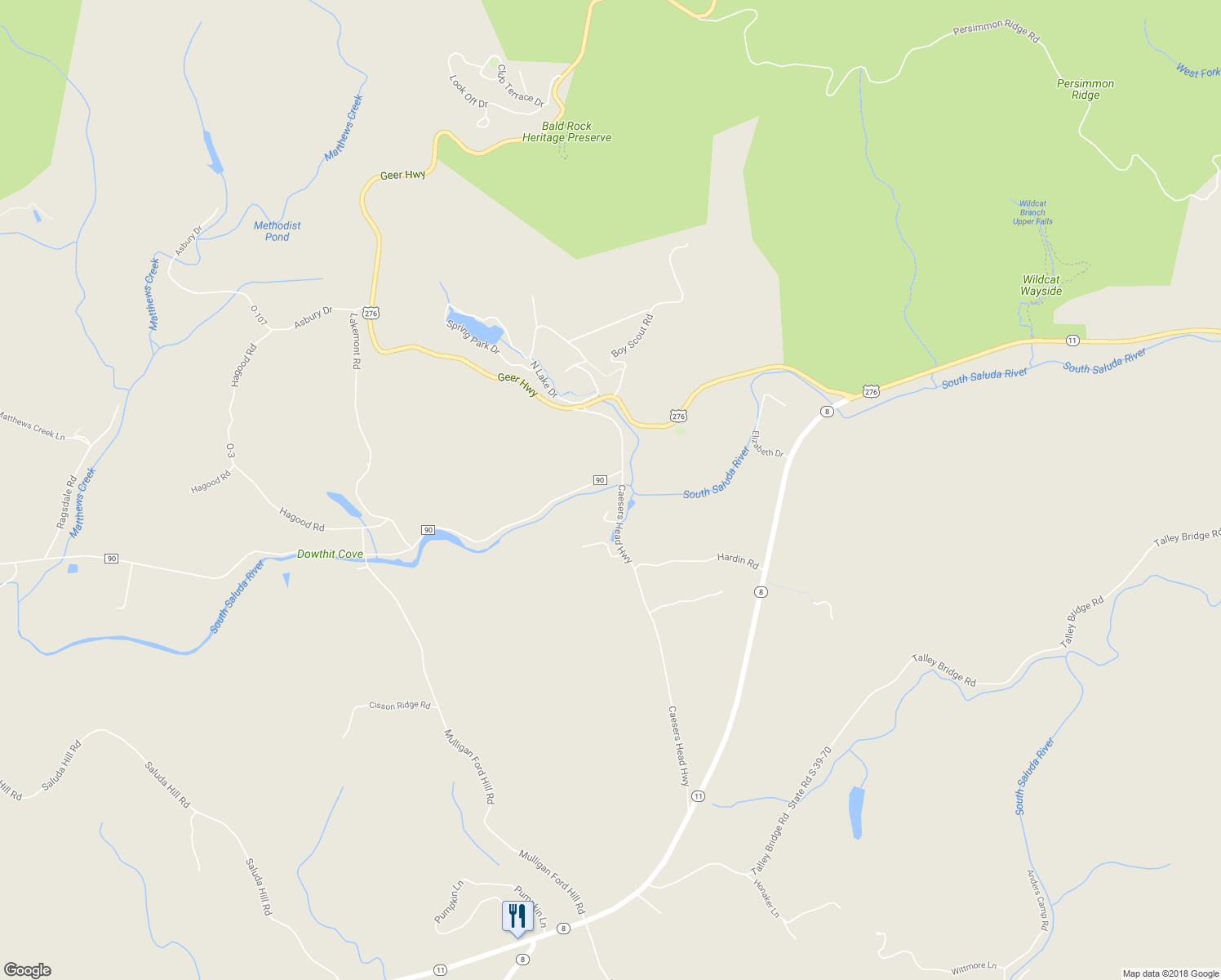 map of restaurants, bars, coffee shops, grocery stores, and more near 11 Table Rock Road in Cleveland