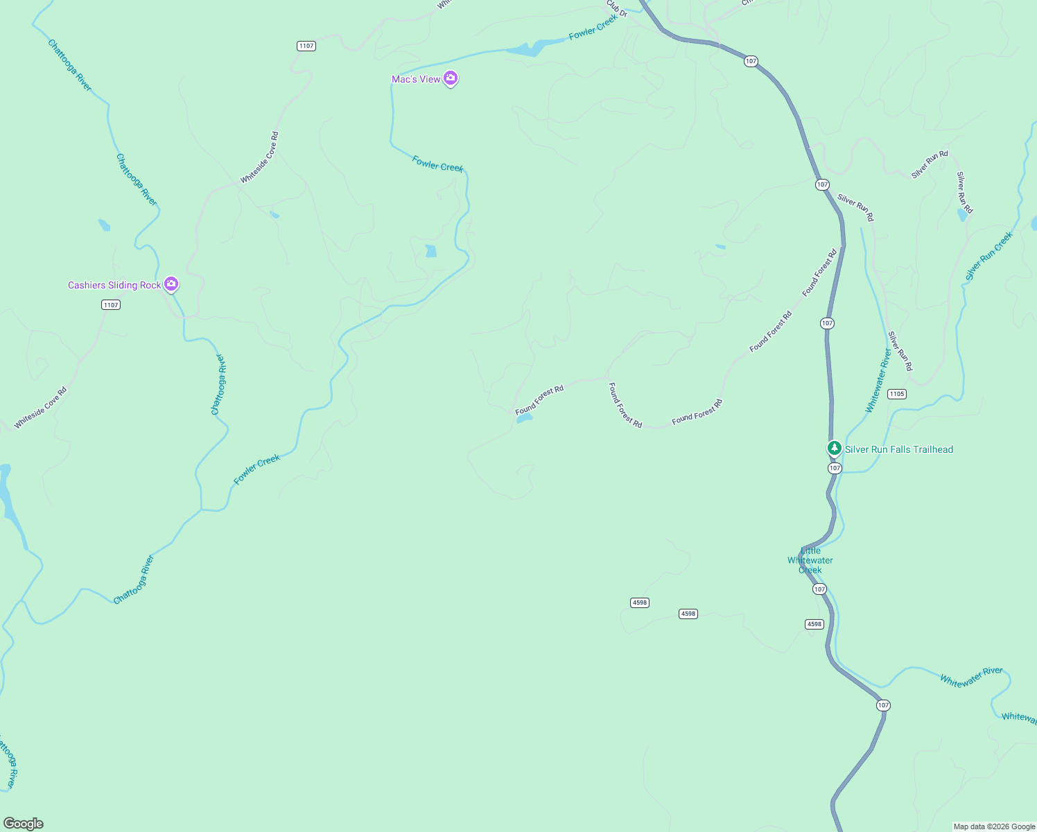 map of restaurants, bars, coffee shops, grocery stores, and more near 735 Bear Log Road in Cashiers