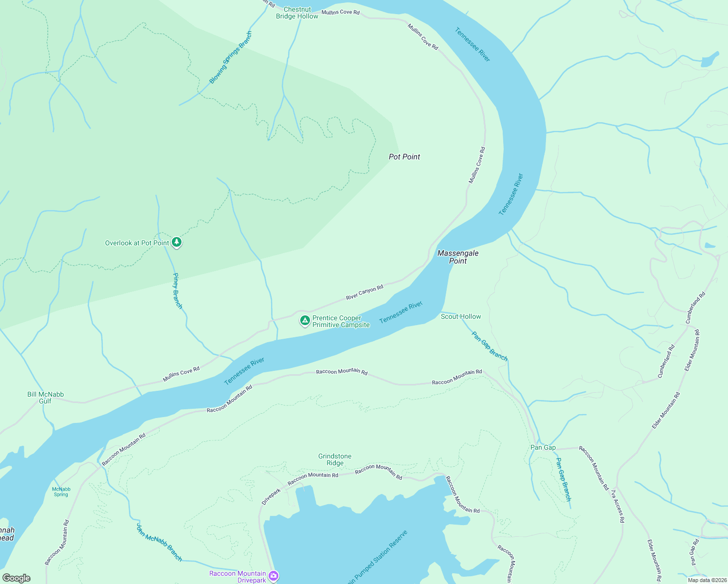 map of restaurants, bars, coffee shops, grocery stores, and more near 7352 Mullins Cove Road in Whitwell