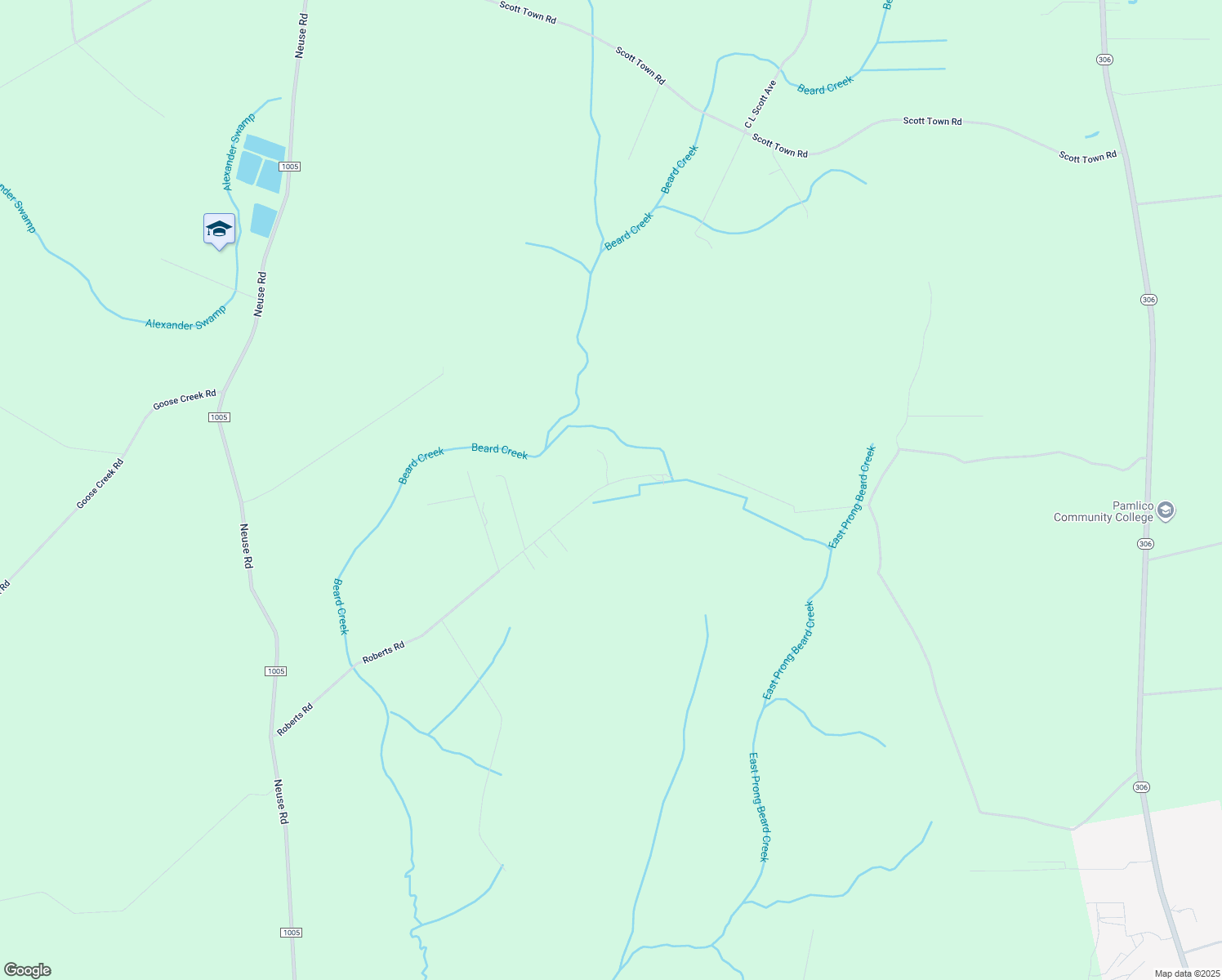 map of restaurants, bars, coffee shops, grocery stores, and more near 1266 Roberts Road in Grantsboro