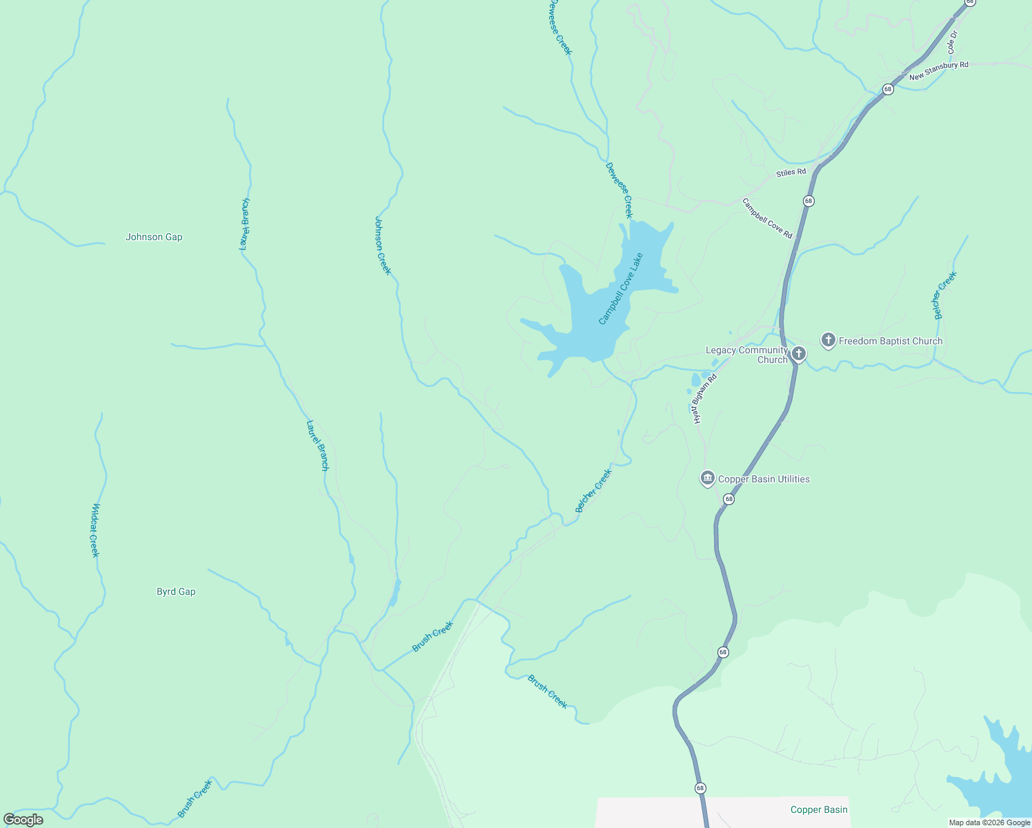 map of restaurants, bars, coffee shops, grocery stores, and more near 360 Johnson Cove Road in Copperhill
