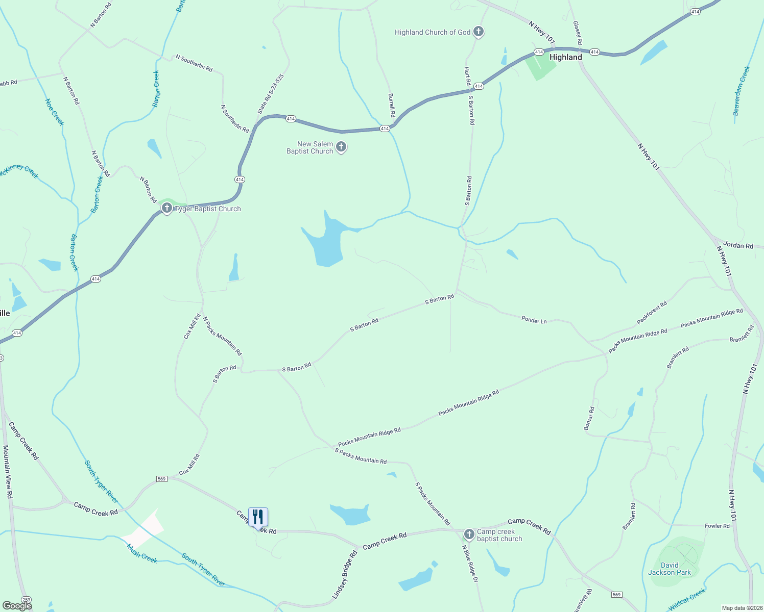 map of restaurants, bars, coffee shops, grocery stores, and more near 1422 South Barton Road in Taylors
