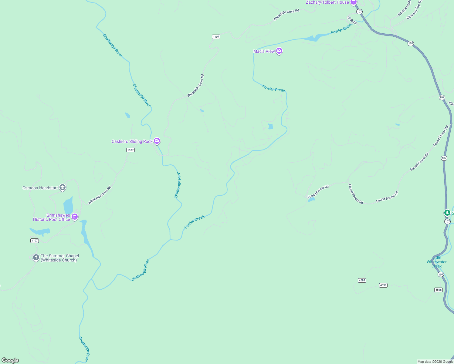 map of restaurants, bars, coffee shops, grocery stores, and more near C31 Whiteside Cove Road in Highlands