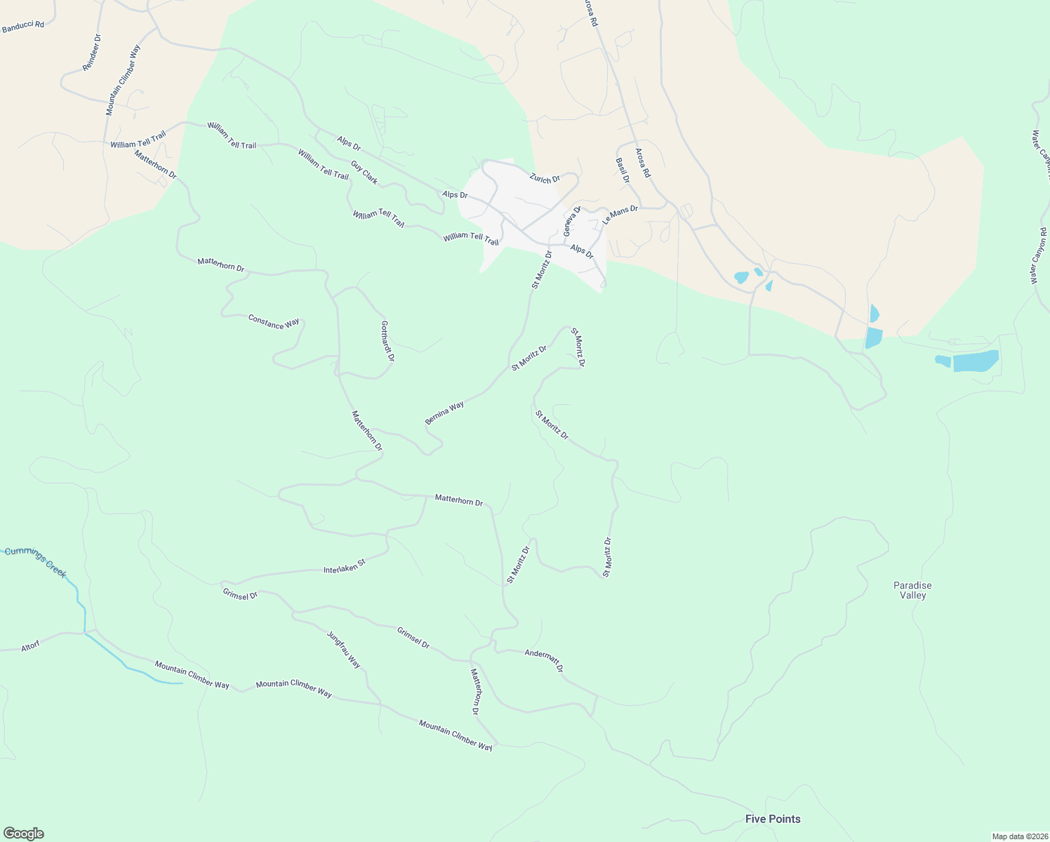 map of restaurants, bars, coffee shops, grocery stores, and more near 17411 Saint Moritz Drive in Tehachapi