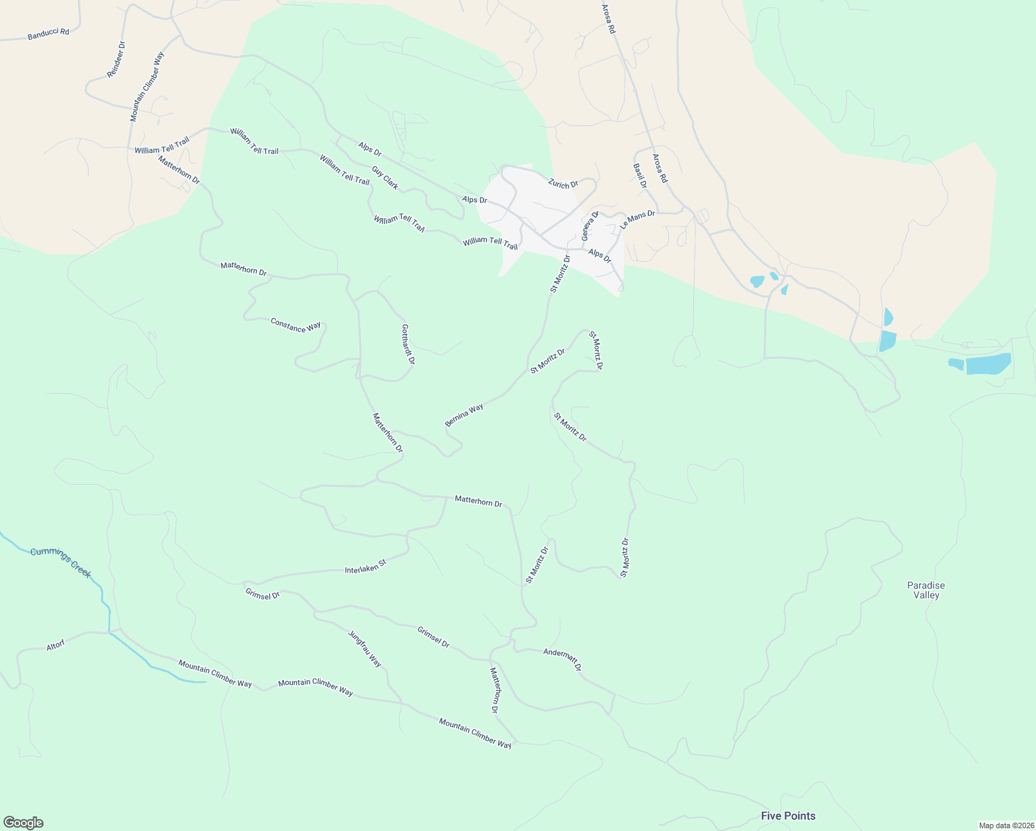map of restaurants, bars, coffee shops, grocery stores, and more near 17411 Saint Moritz Drive in Tehachapi