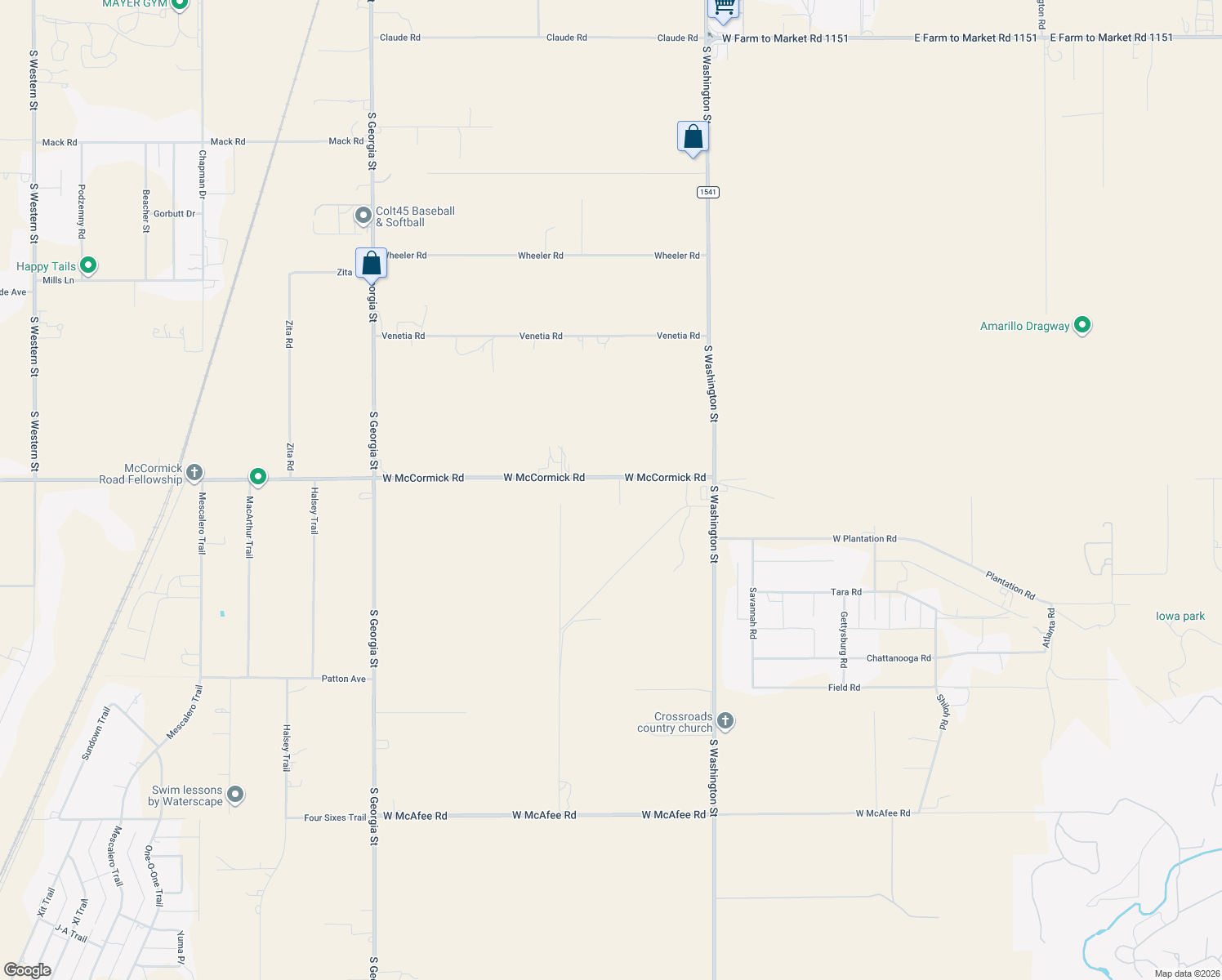 map of restaurants, bars, coffee shops, grocery stores, and more near 102 Cross St in Amarillo