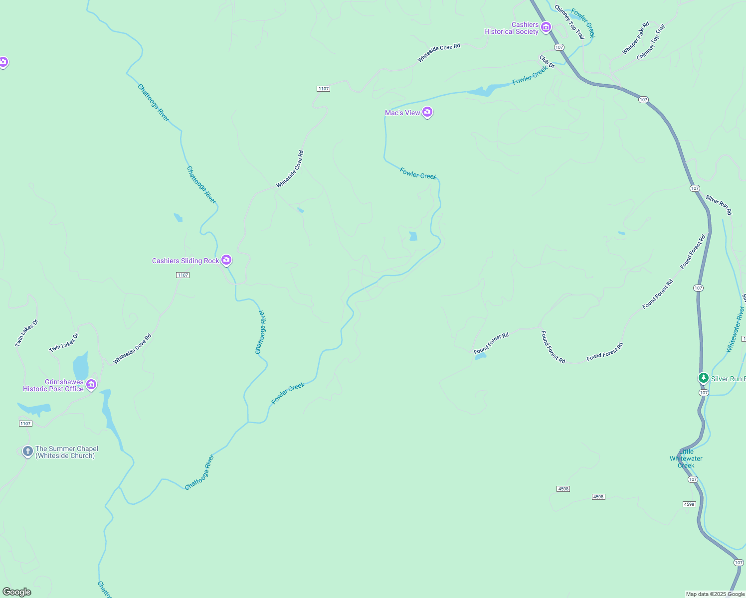 map of restaurants, bars, coffee shops, grocery stores, and more near 200 Ambient Way in Cashiers