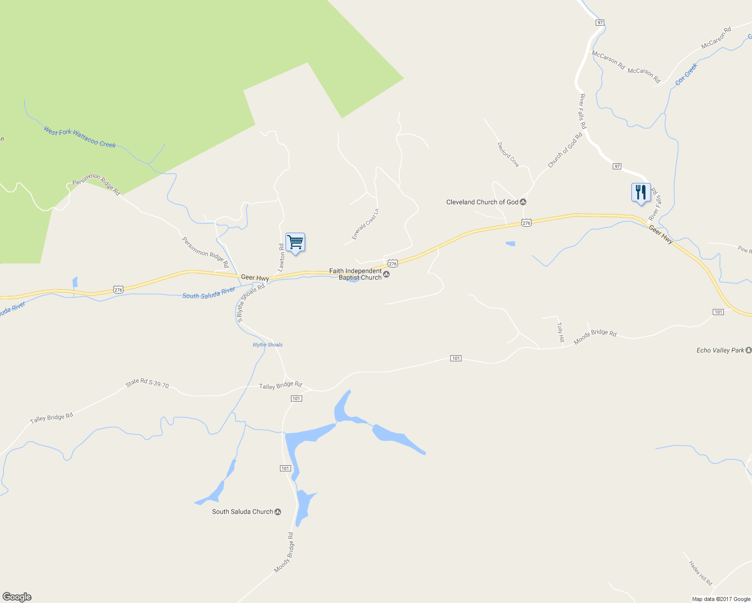 map of restaurants, bars, coffee shops, grocery stores, and more near 40 Durango Road in Cleveland