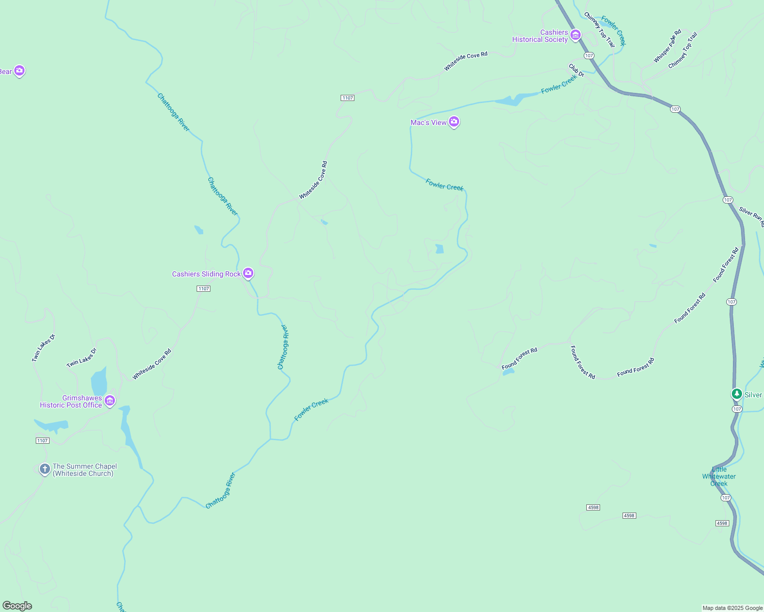 map of restaurants, bars, coffee shops, grocery stores, and more near 200-448 Ambient Way in Cashiers