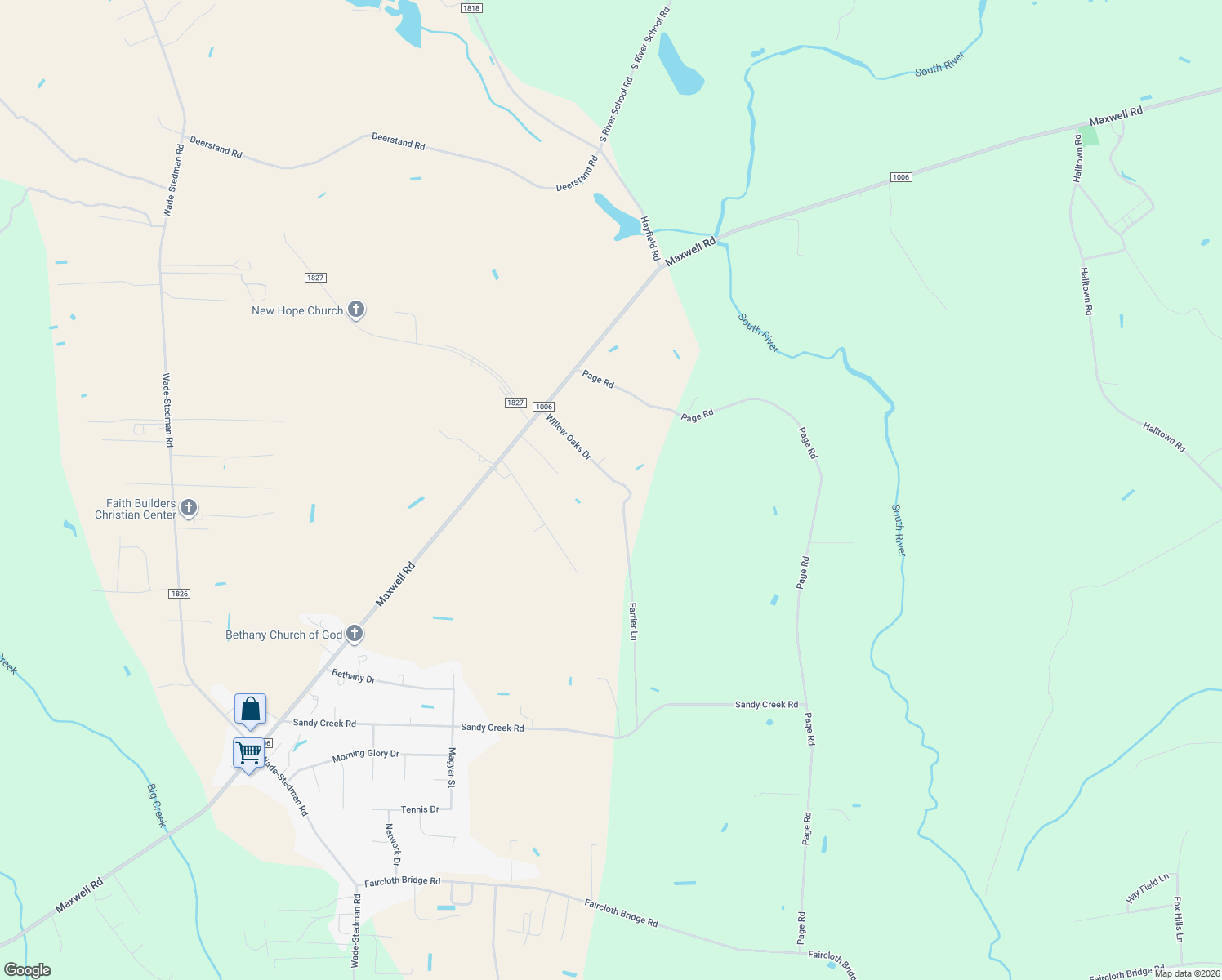 map of restaurants, bars, coffee shops, grocery stores, and more near 6530 Willow Oaks Dr in Stedman