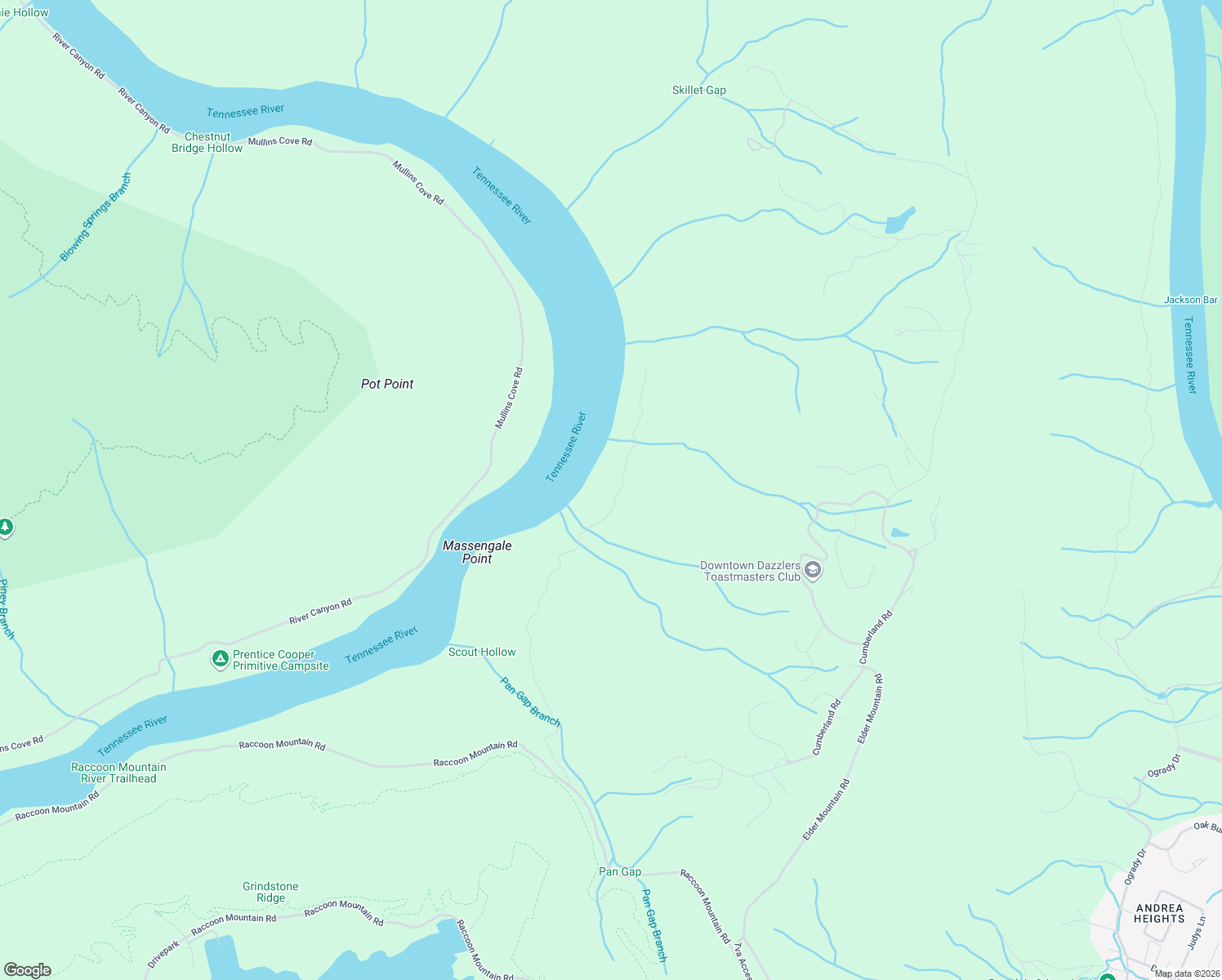 map of restaurants, bars, coffee shops, grocery stores, and more near 1164 Massengale Point Road in Chattanooga