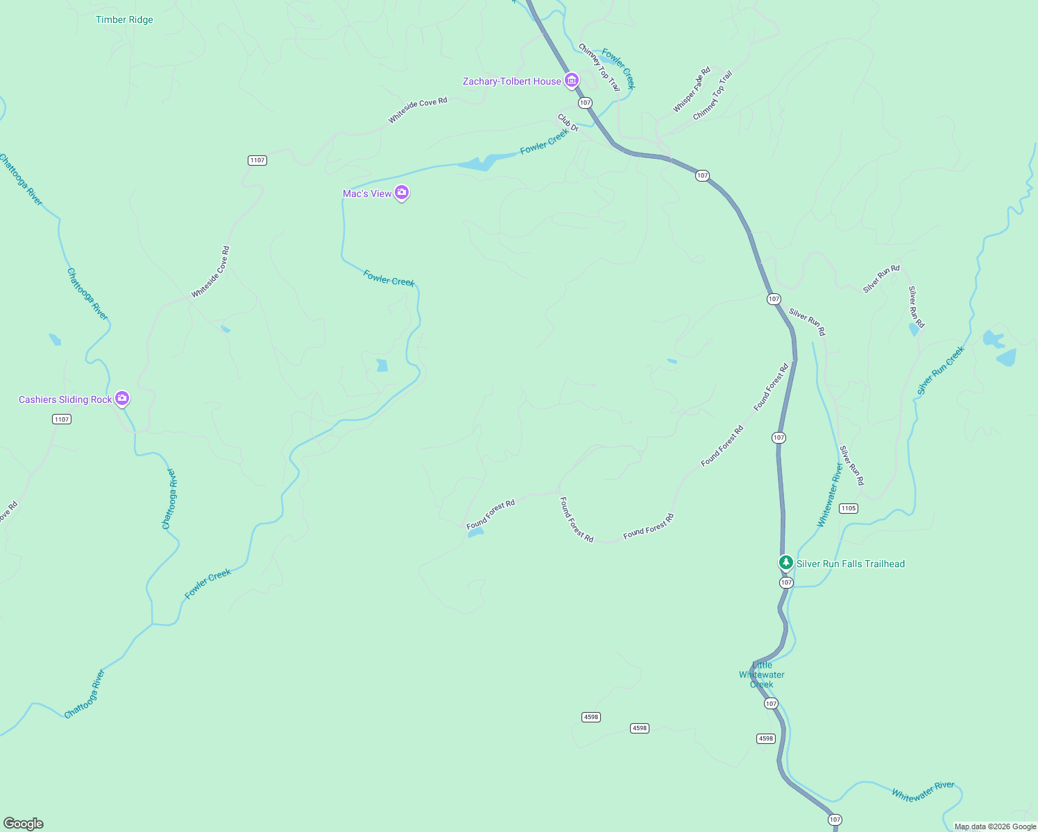map of restaurants, bars, coffee shops, grocery stores, and more near Top of the Ridge Road in Jackson County