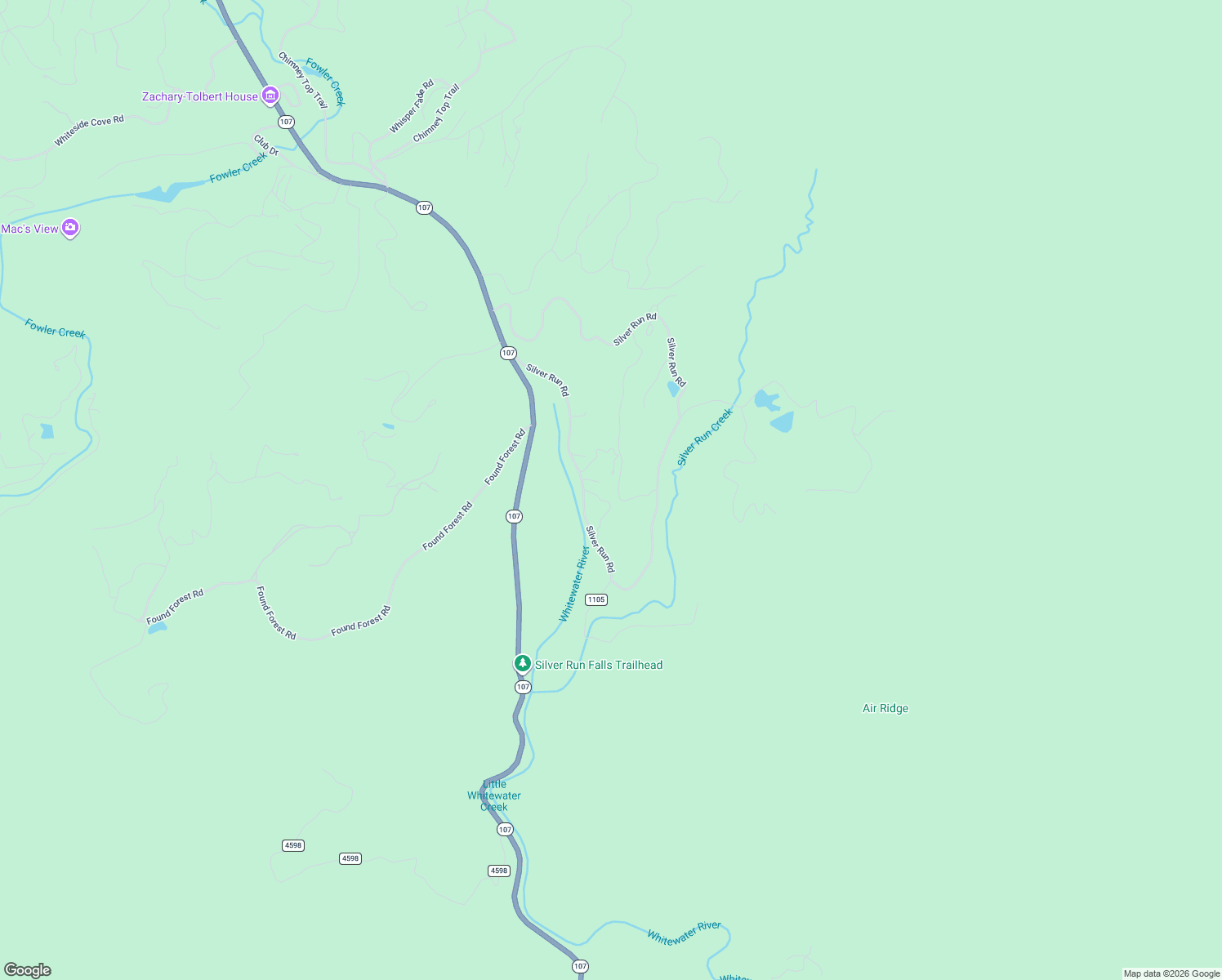 map of restaurants, bars, coffee shops, grocery stores, and more near 30 Spur Road in Cashiers