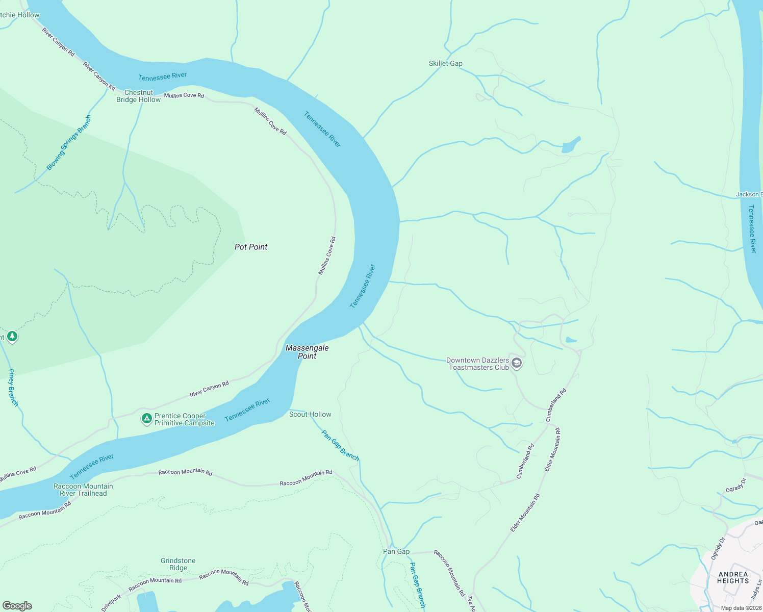 map of restaurants, bars, coffee shops, grocery stores, and more near 1164 Massengale Point Road in Chattanooga