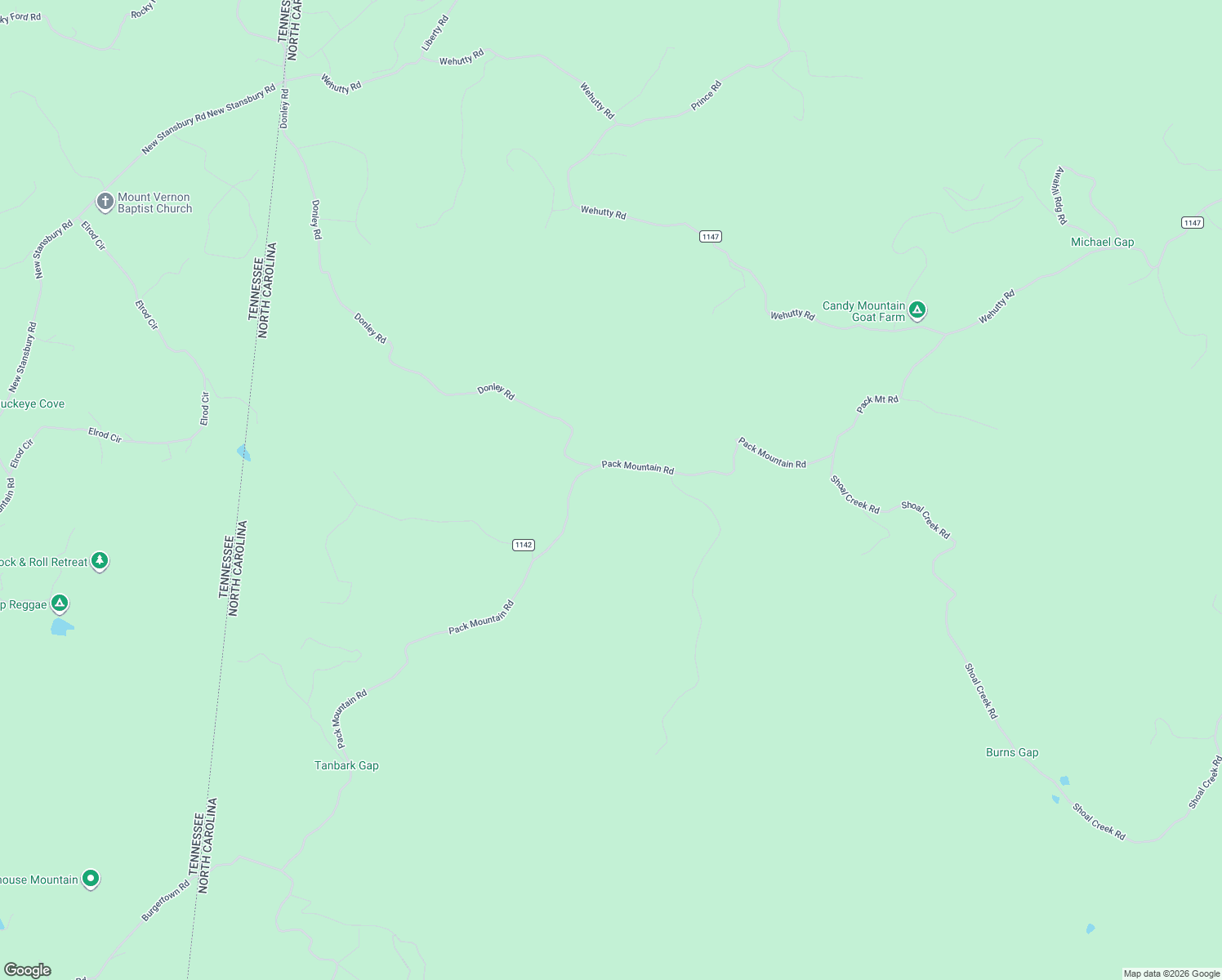 map of restaurants, bars, coffee shops, grocery stores, and more near 1141 Pack Mountain Road in Murphy