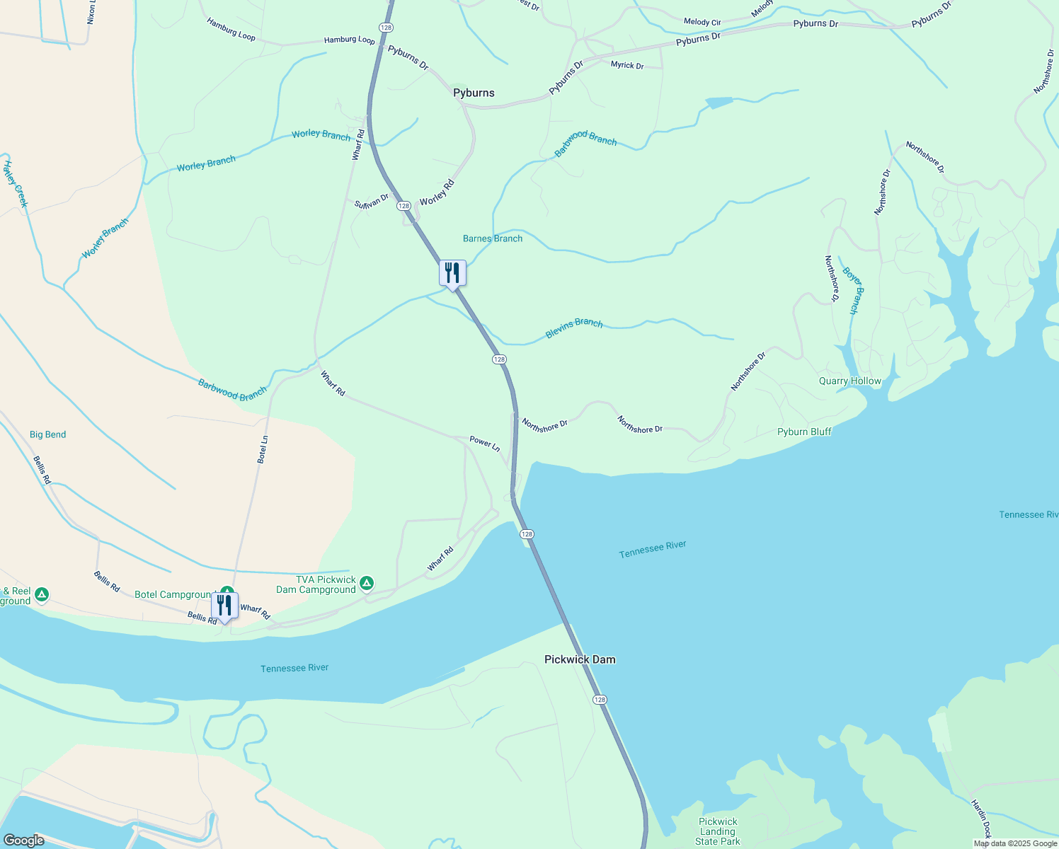 map of restaurants, bars, coffee shops, grocery stores, and more near 2045 Highway 128 in Savannah